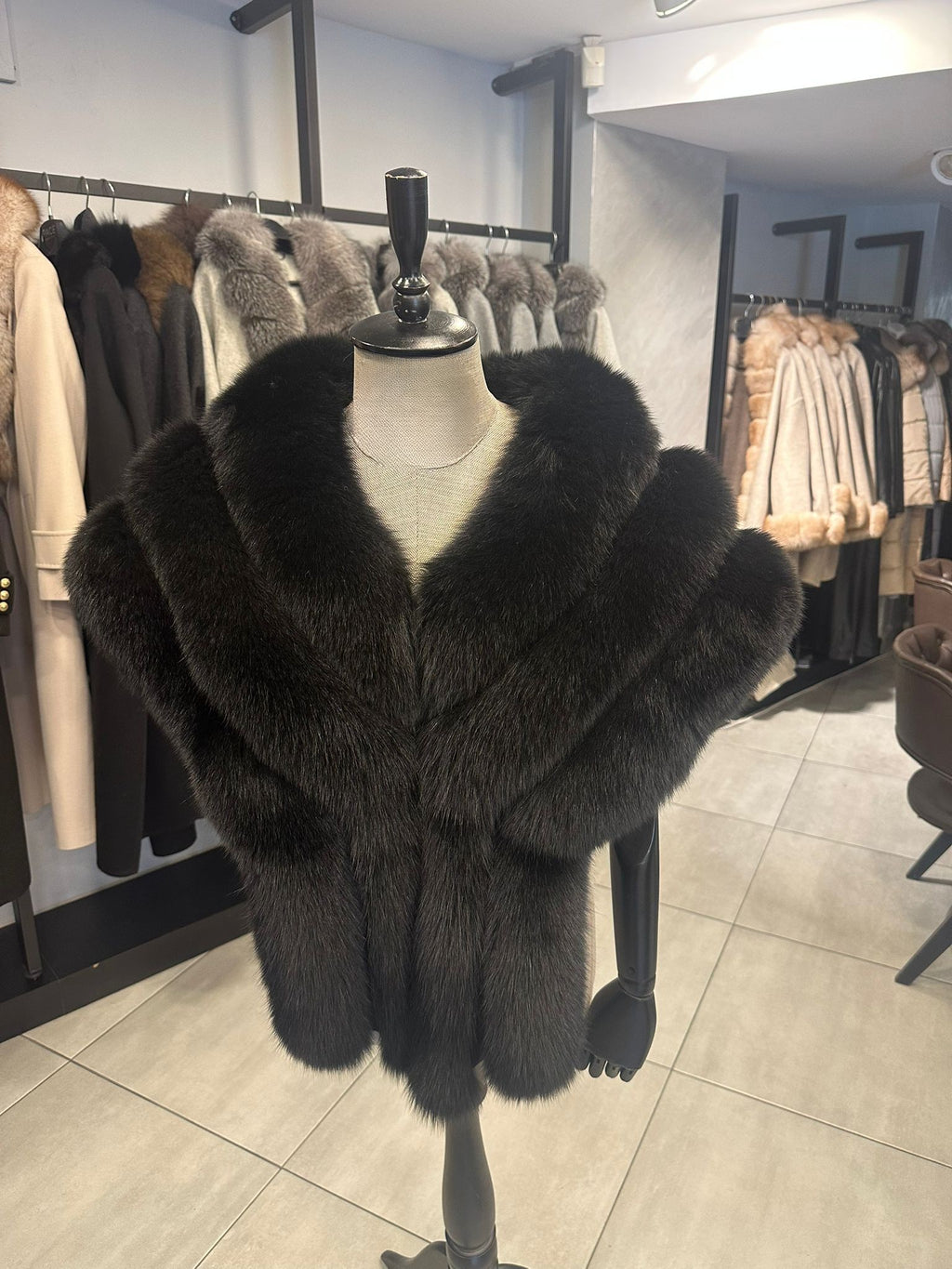 Women Fox Fur Shawl - Women's Fox Fur Cape - Women's Winter Scarf - For Special Occasion - White Fox Fur Shawl