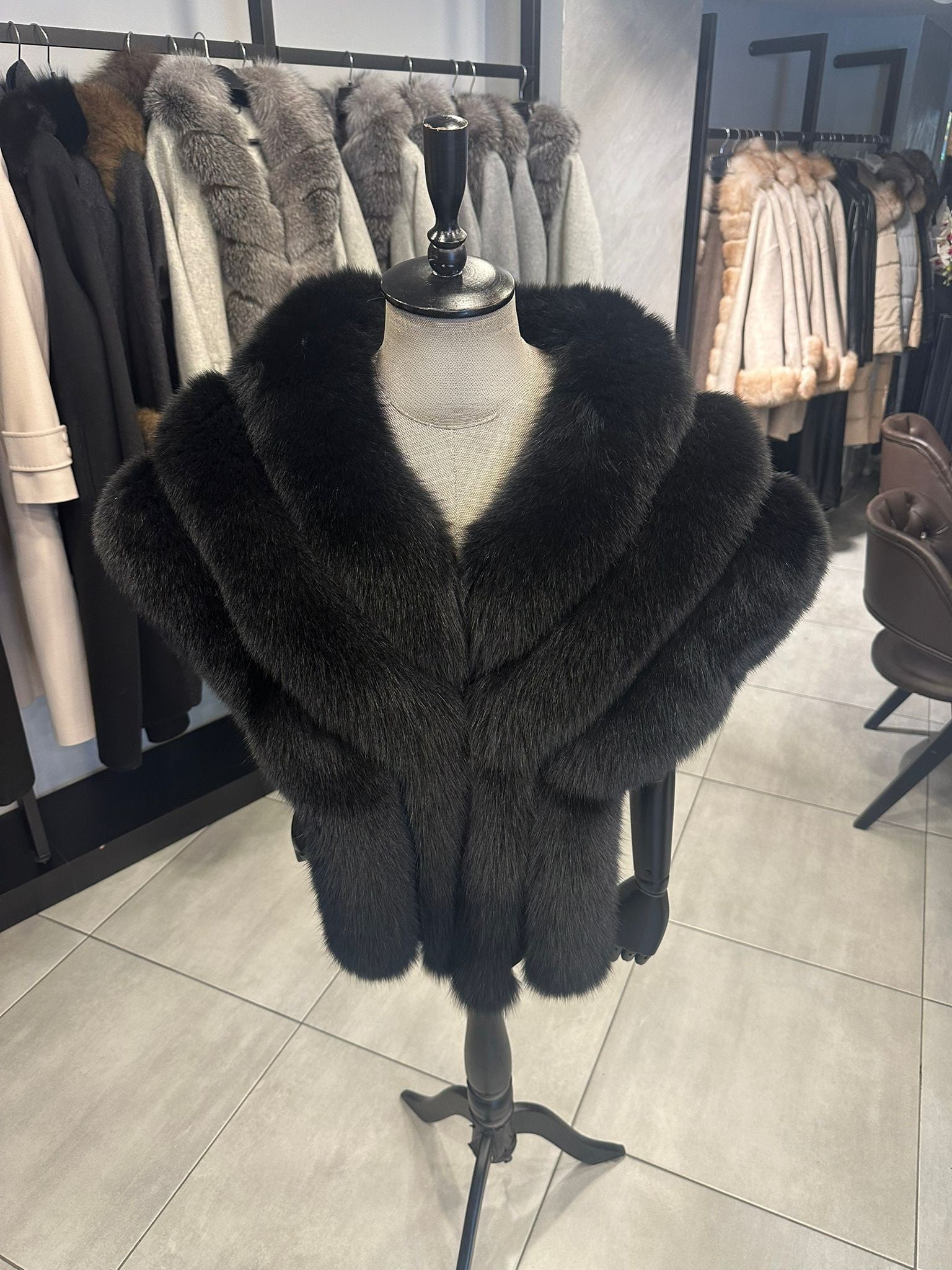 Women Fox Fur Shawl - Women's Fox Fur Cape - Women's Winter Scarf - For Special Occasion - White Fox Fur Shawl