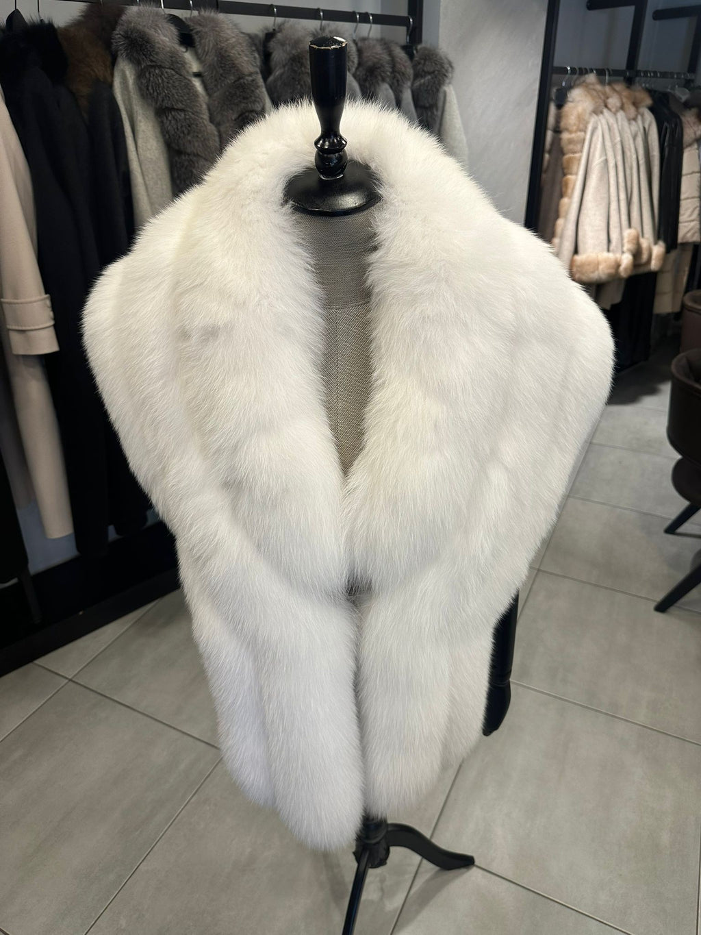 Women Fox Fur Shawl - Women's Fox Fur Cape - Women's Winter Scarf - For Special Occasion - White Fox Fur Shawl