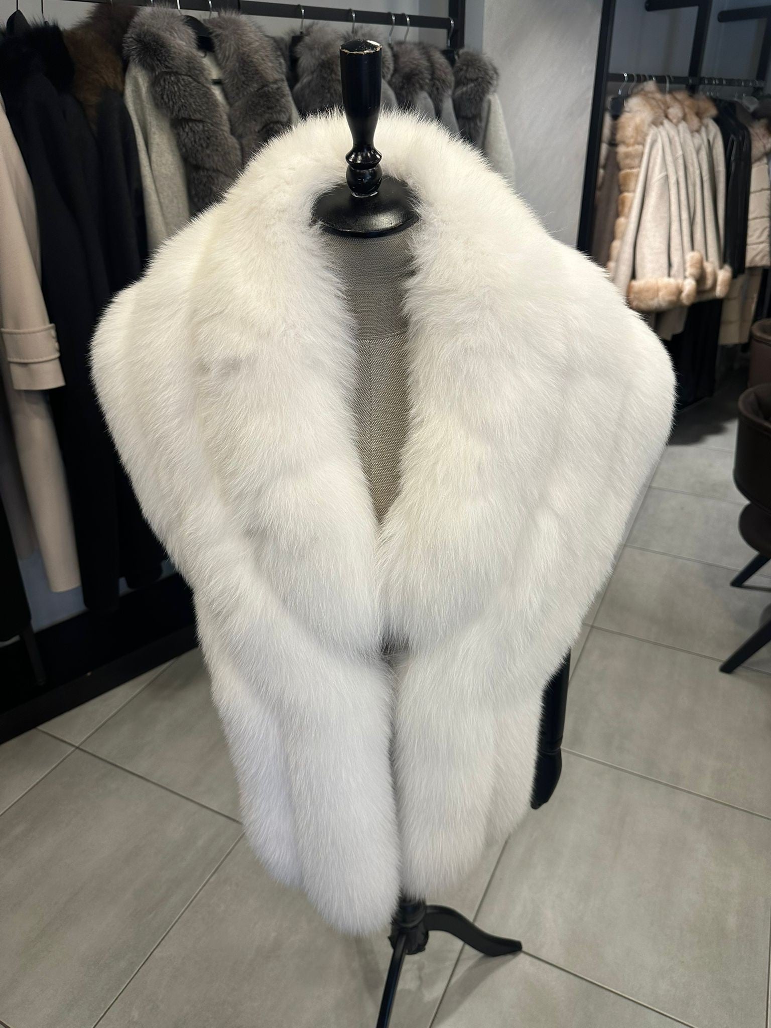 Women Fox Fur Shawl - Women's Fox Fur Cape - Women's Winter Scarf - For Special Occasion - White Fox Fur Shawl