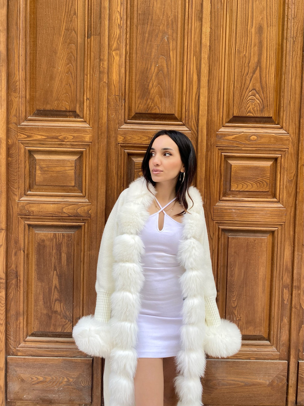 Women Knitted Fox Fur - Women Fur ( White )