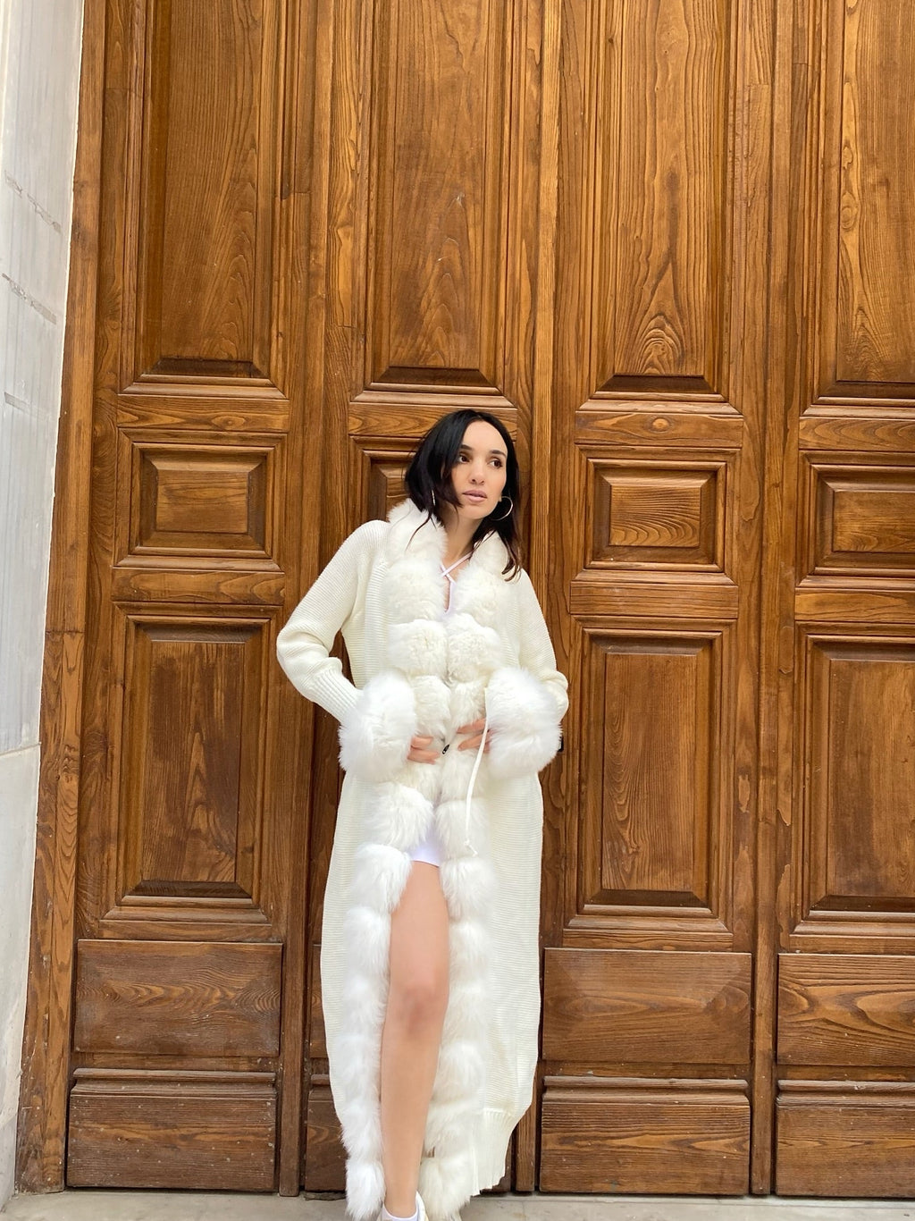 Women Knitted Fox Fur - Women Fur ( White )