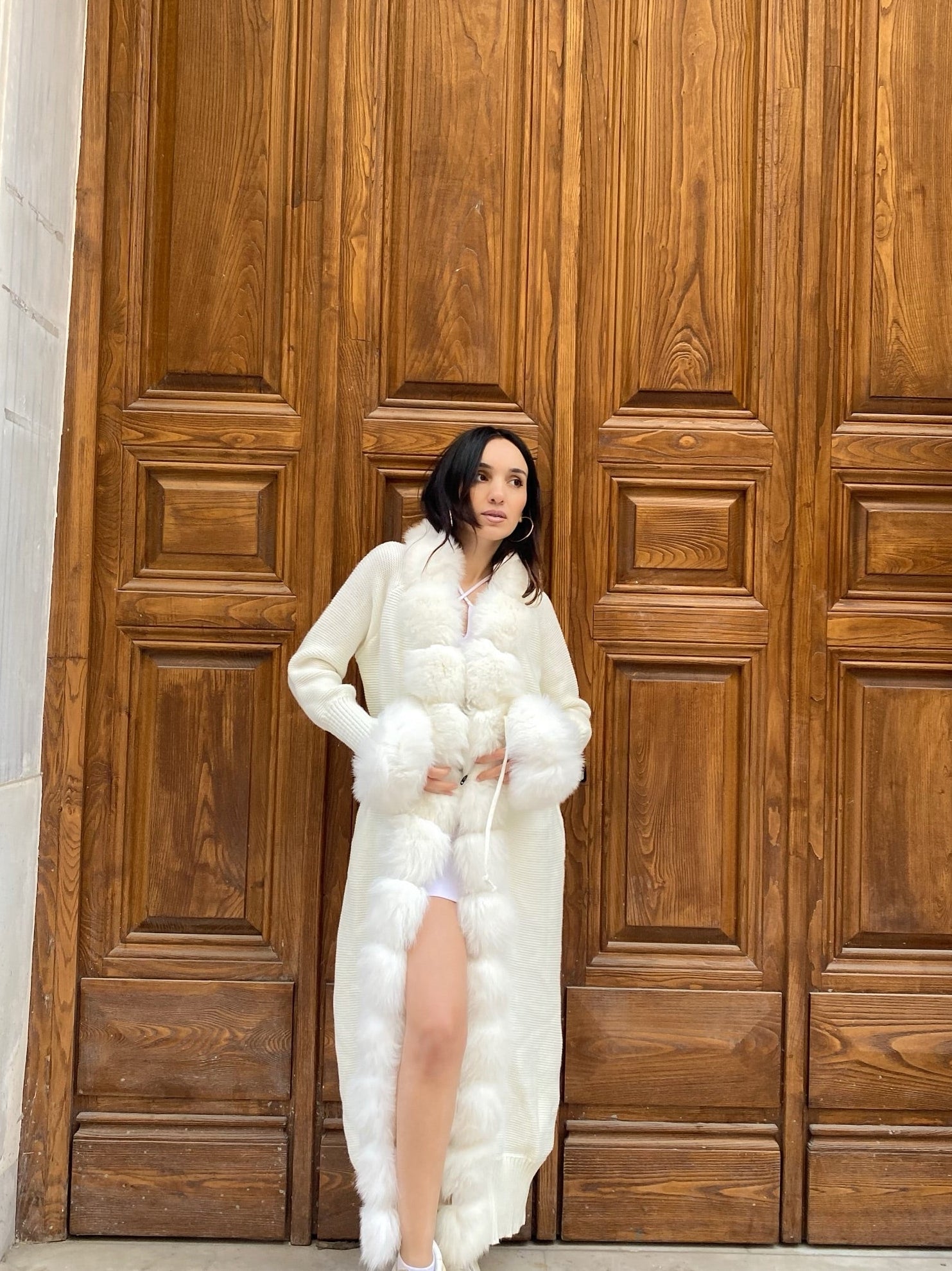 Women Knitted Fox Fur - Women Fur ( White )