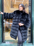 Transformer Women Fox Fur Jacket Short ( Black )