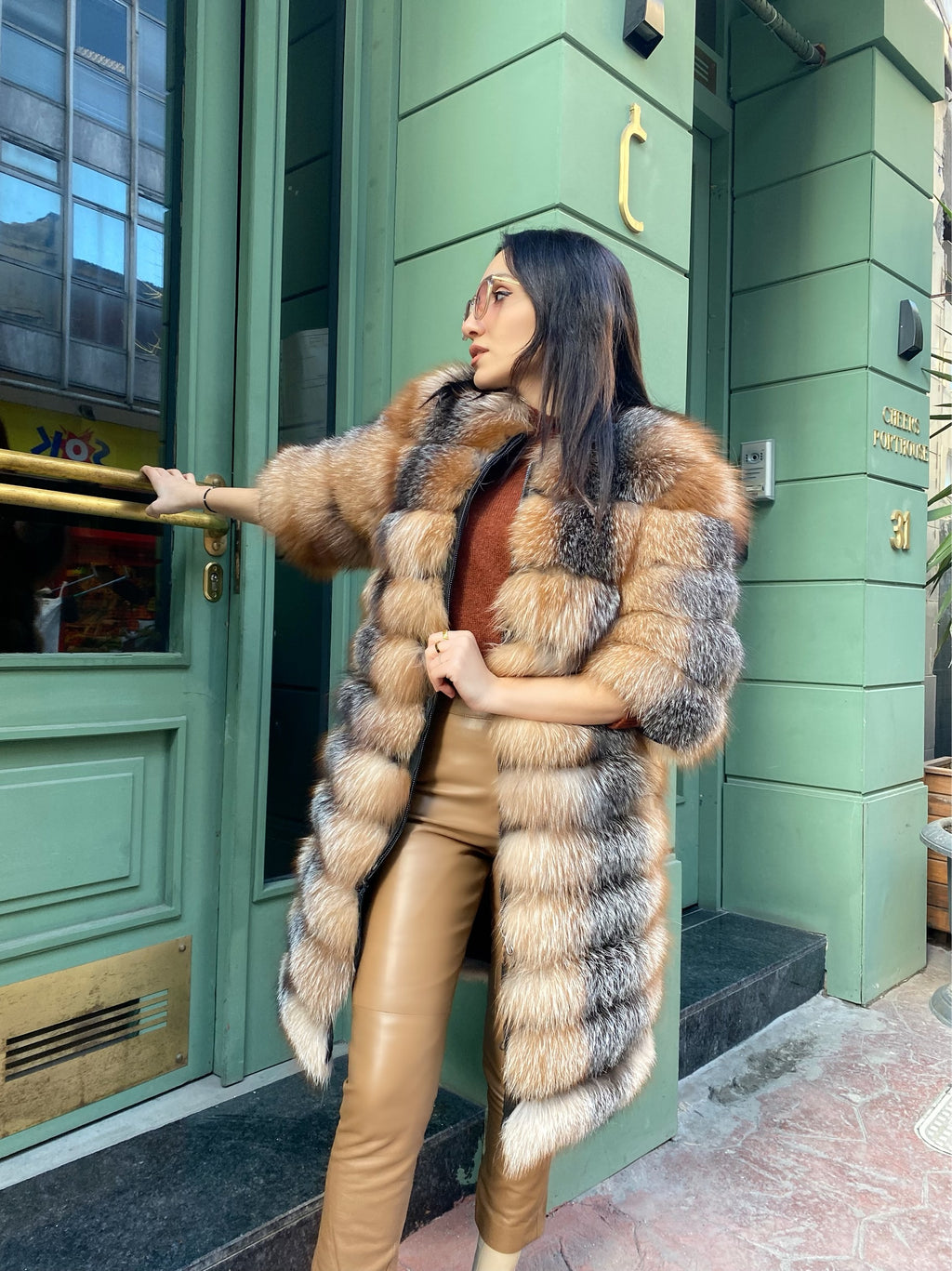 Transformer Women Natural Frost Fox Fur Jacket Short