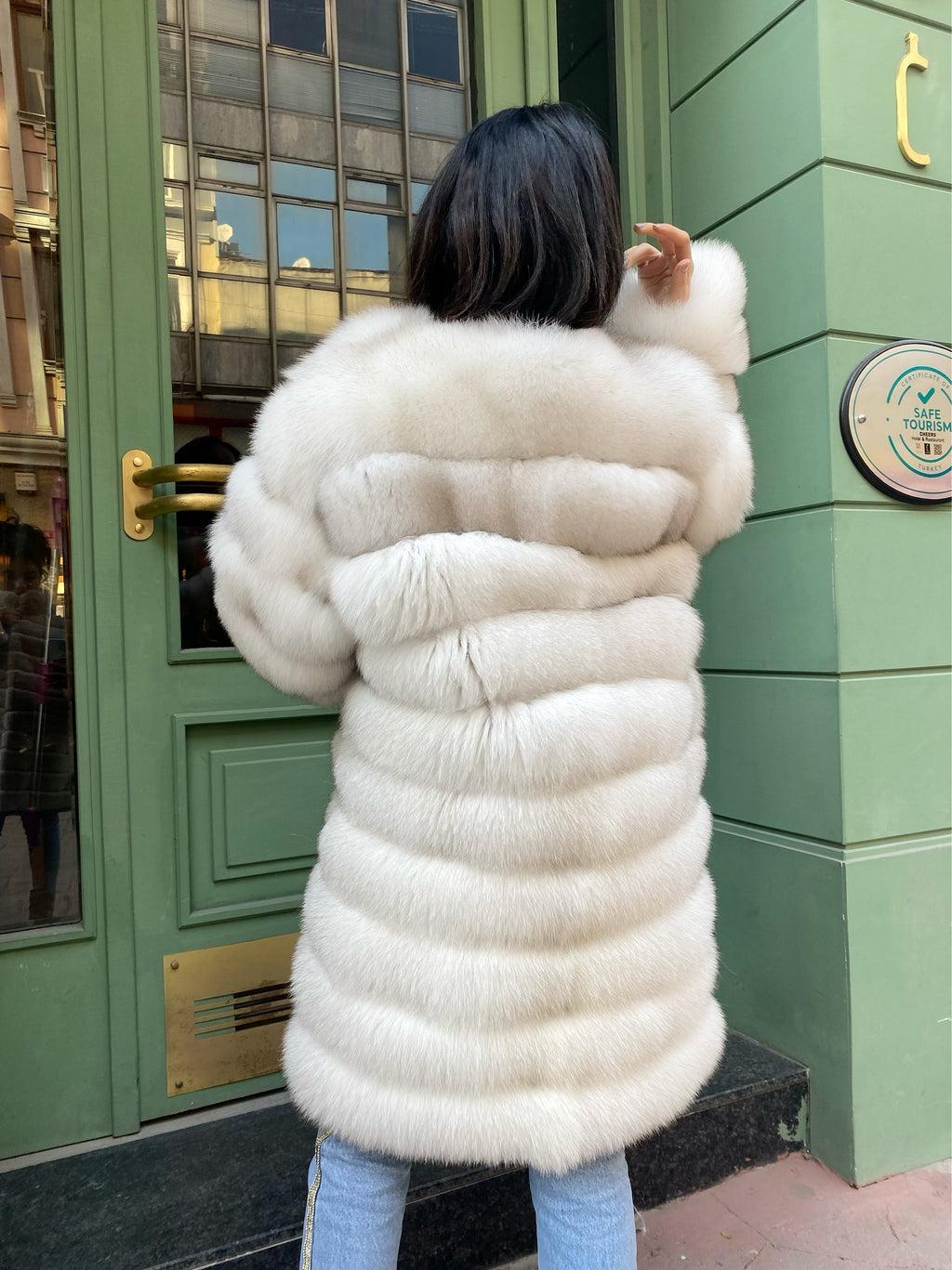 Transformer Women Natural Frost  Fox Fur Jacket Short (  White )