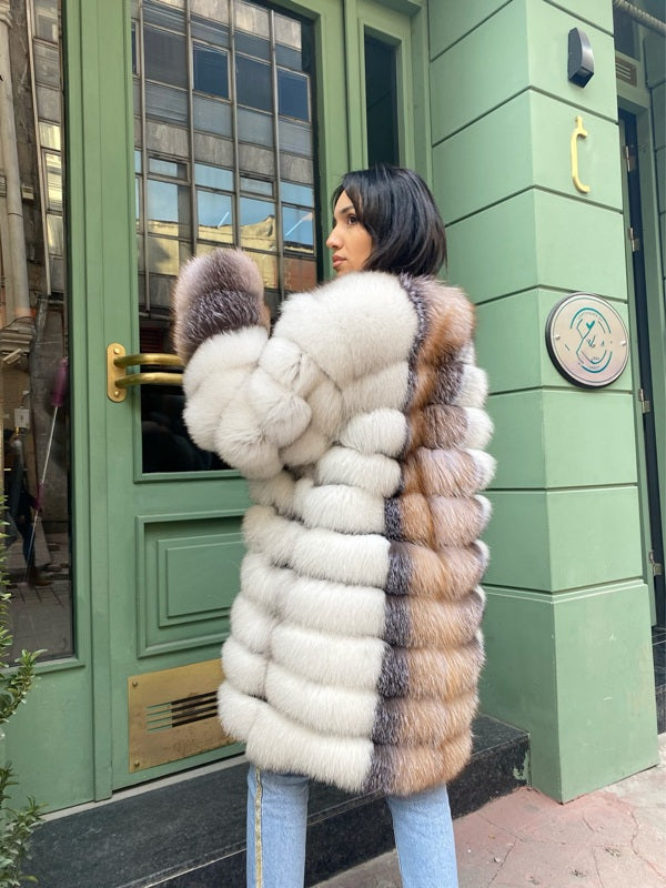 Transformer Women Natural Frost  Fox Fur Jacket Short (  White And Natural Frost  )