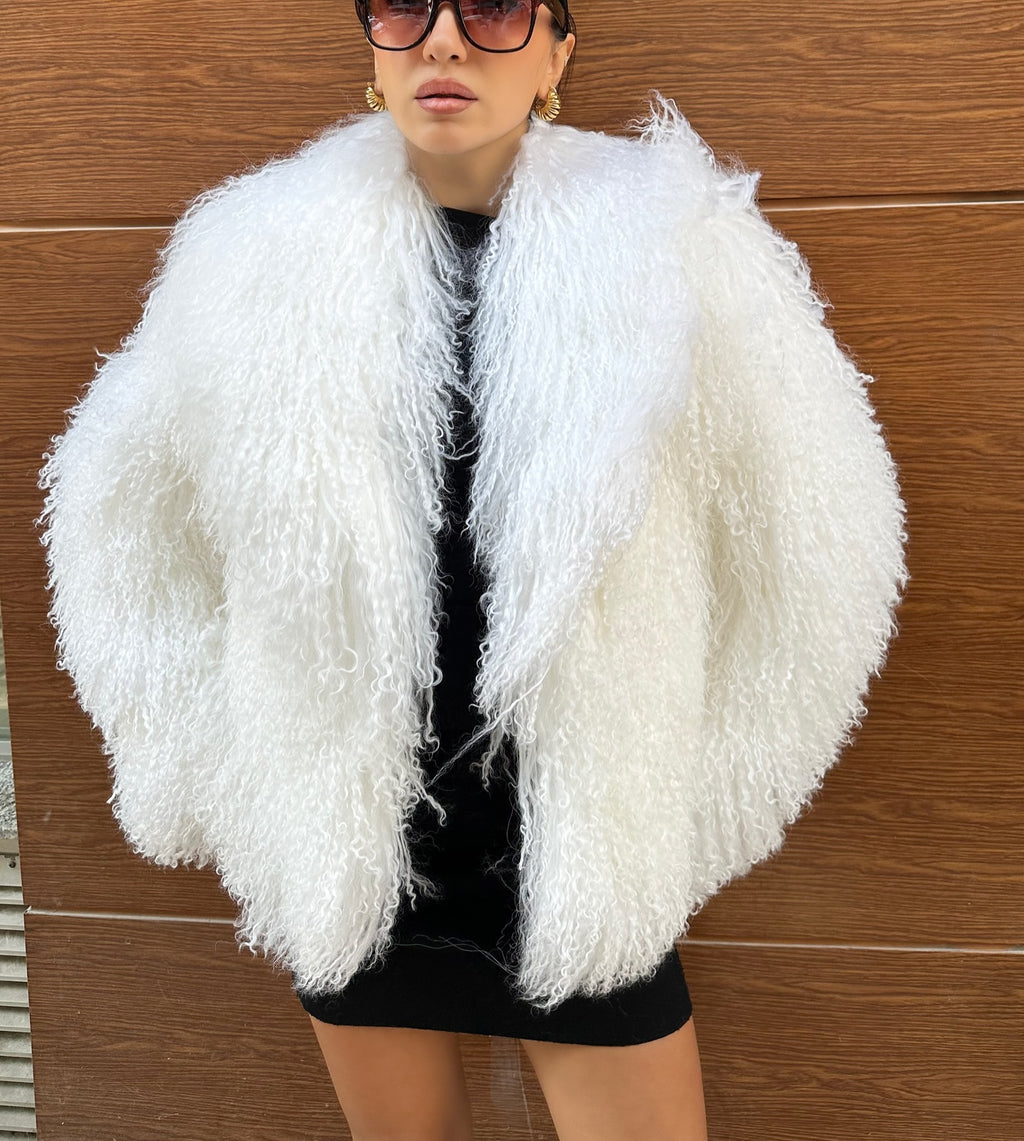 White Real Tibetan Lamb Fur