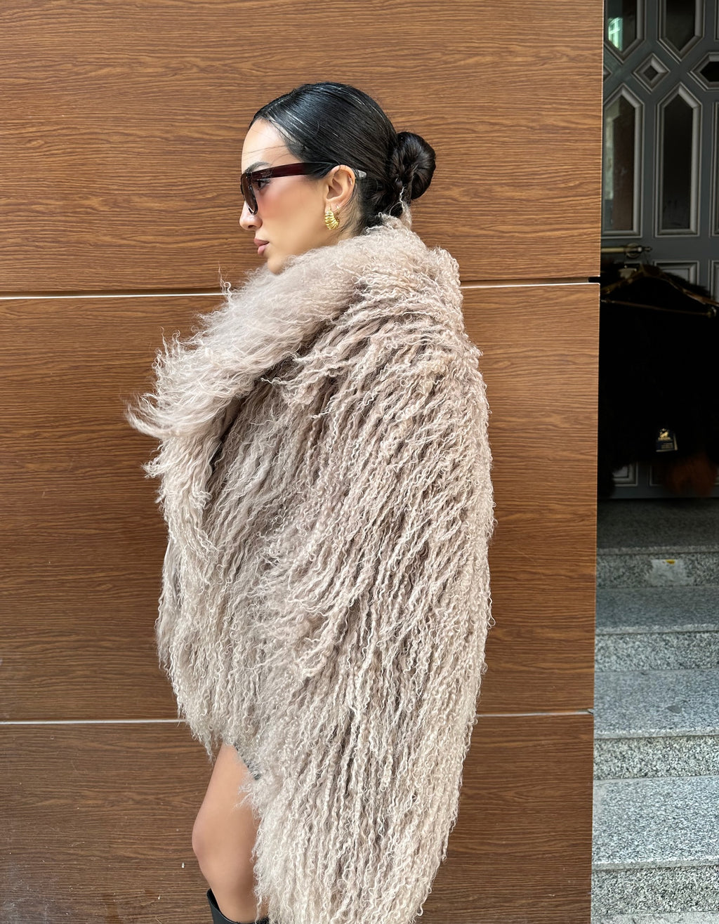 Beige Real Tibetan Lamb Fur