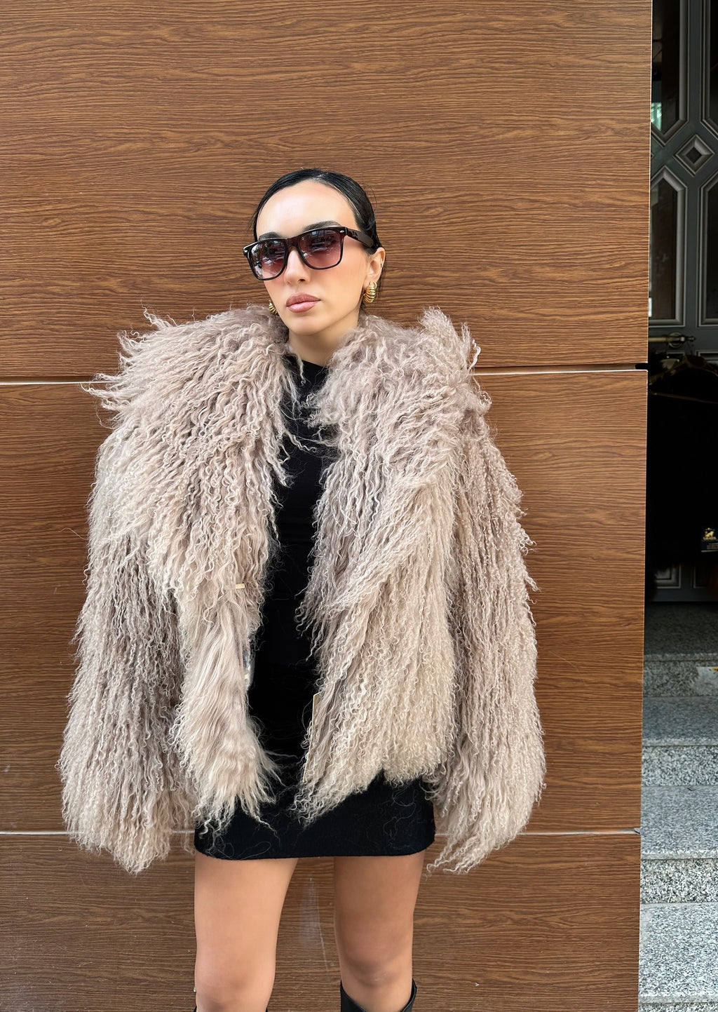 Beige Real Tibetan Lamb Fur