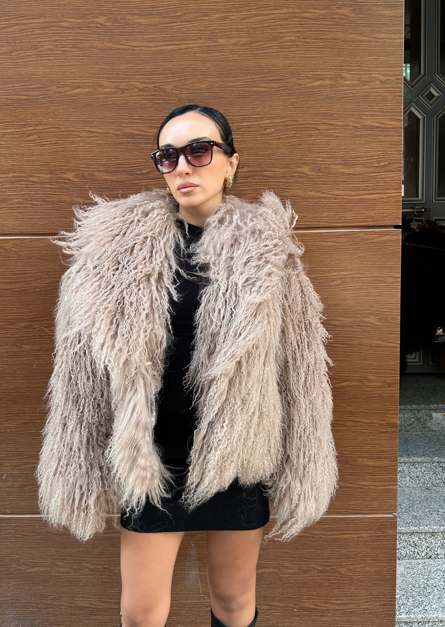 Beige Real Tibetan Lamb Fur