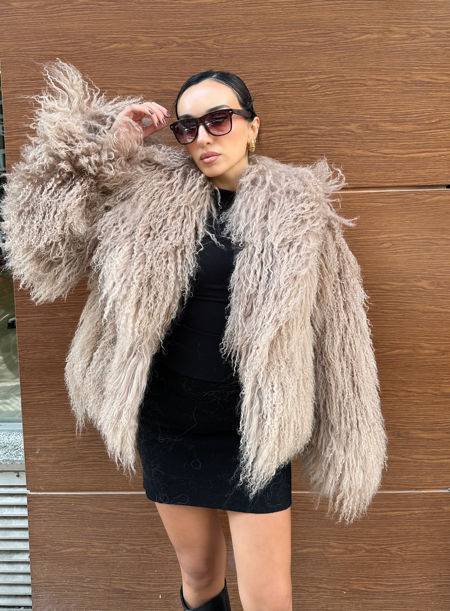 Beige Real Tibetan Lamb Fur