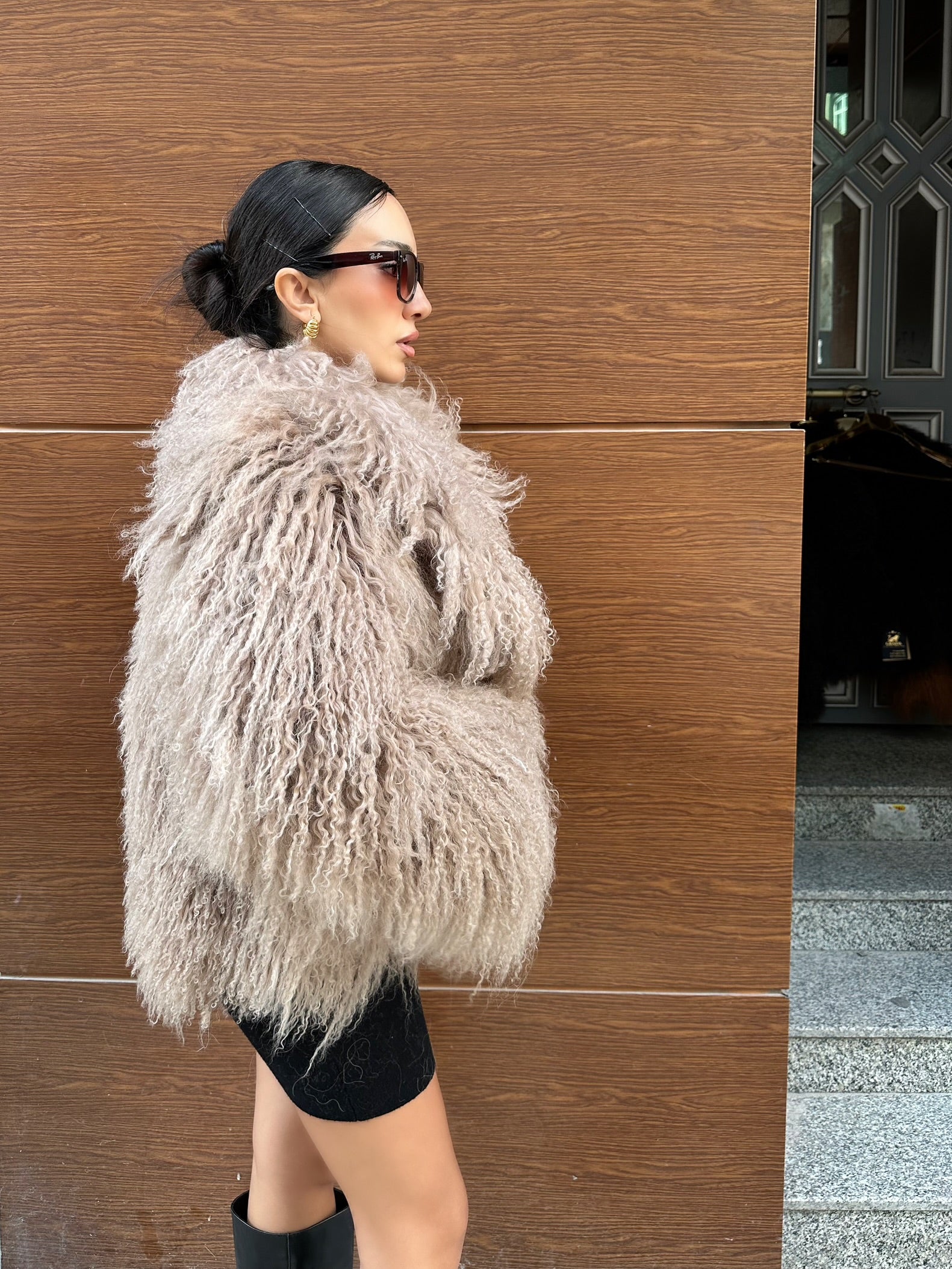 Beige Real Tibetan Lamb Fur