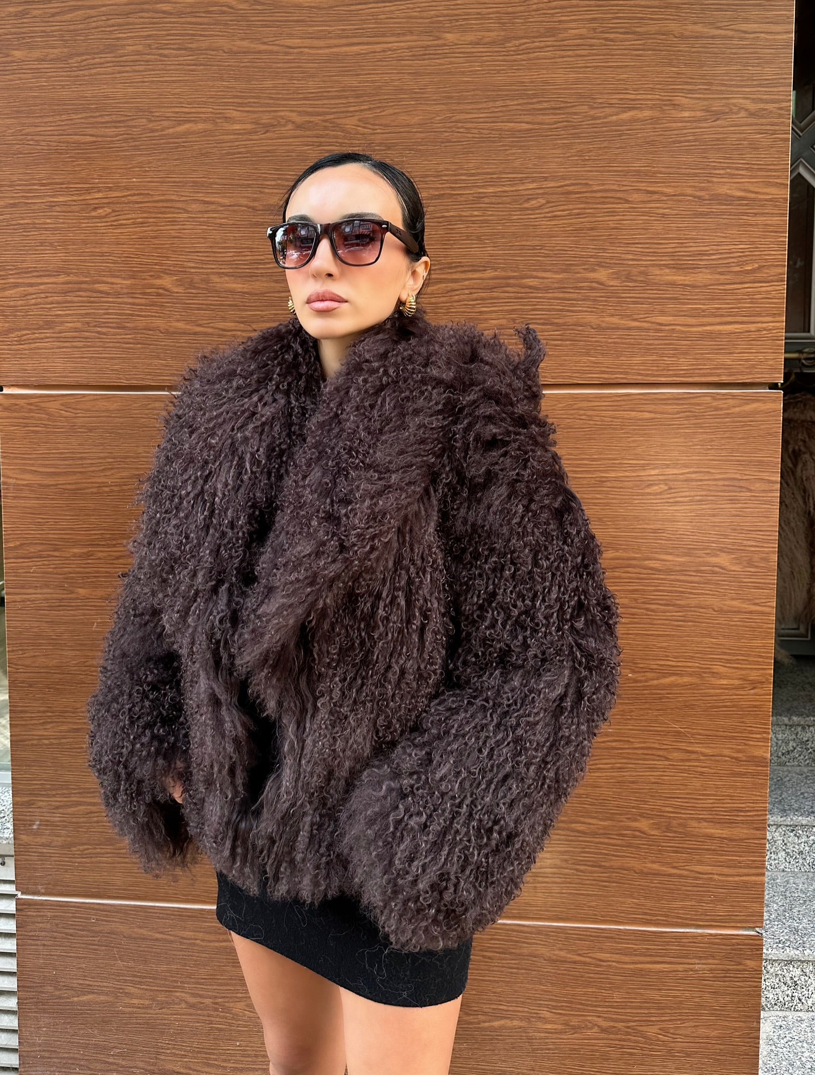 Dark Brown Real Tibetan Lamb Fur