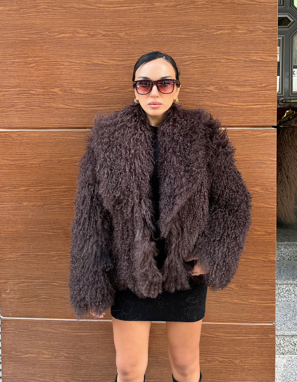 Dark Brown Real Tibetan Lamb Fur