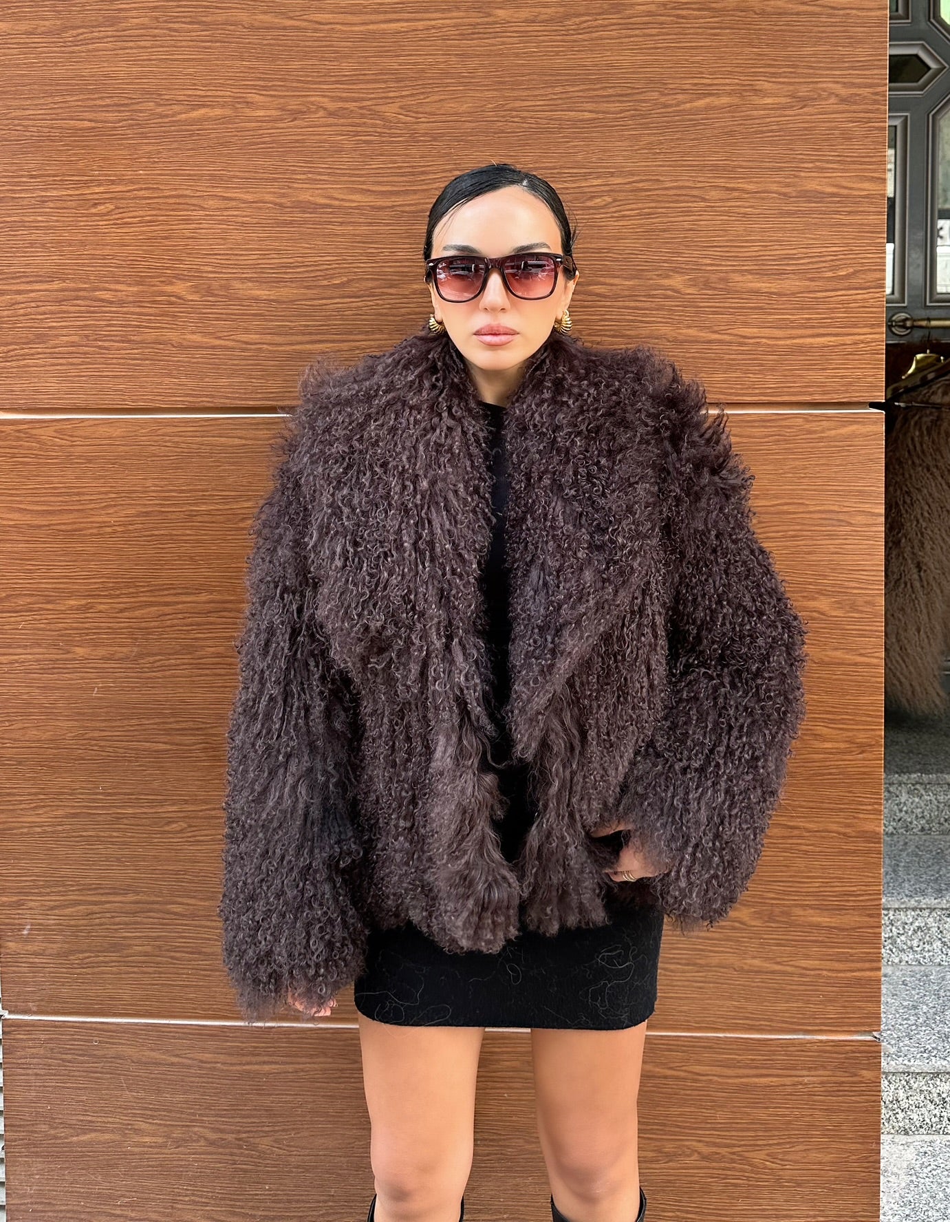 Dark Brown Real Tibetan Lamb Fur