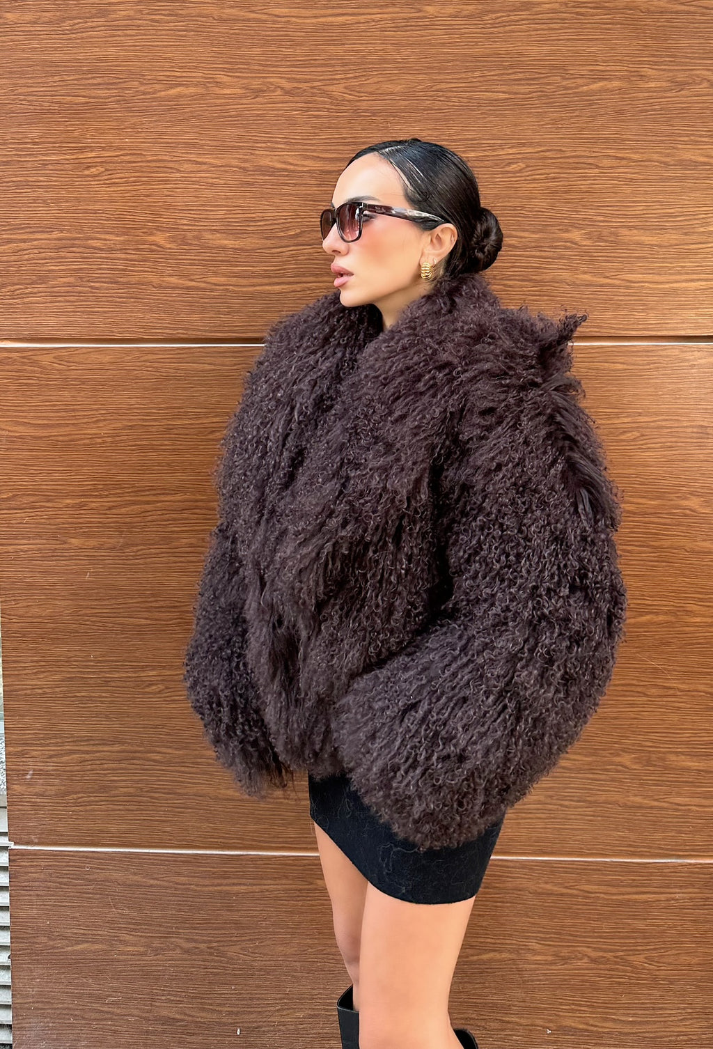 Dark Brown Real Tibetan Lamb Fur