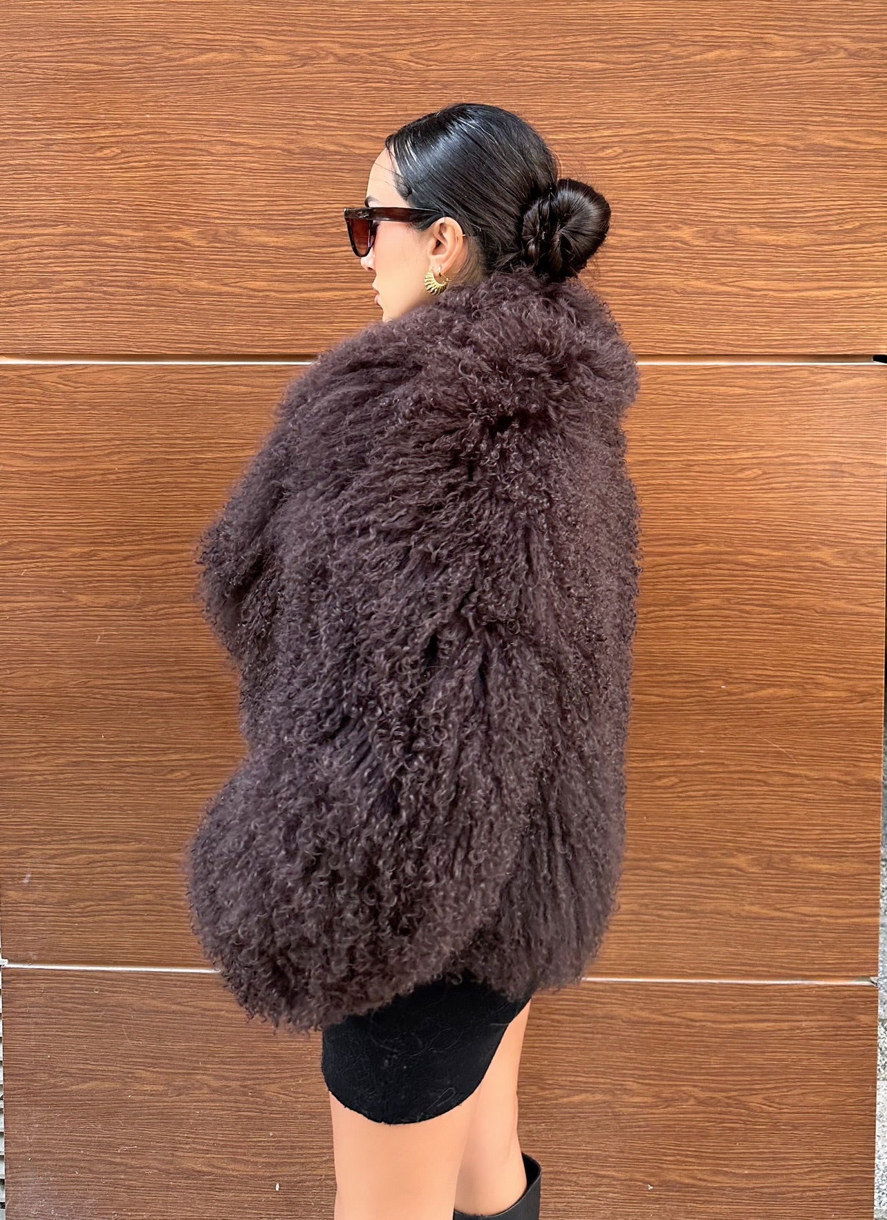 Dark Brown Real Tibetan Lamb Fur