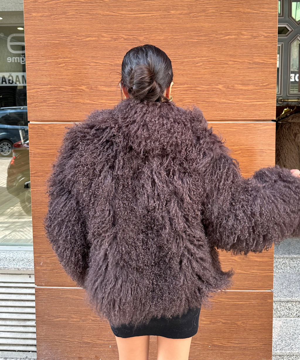 Dark Brown Real Tibetan Lamb Fur