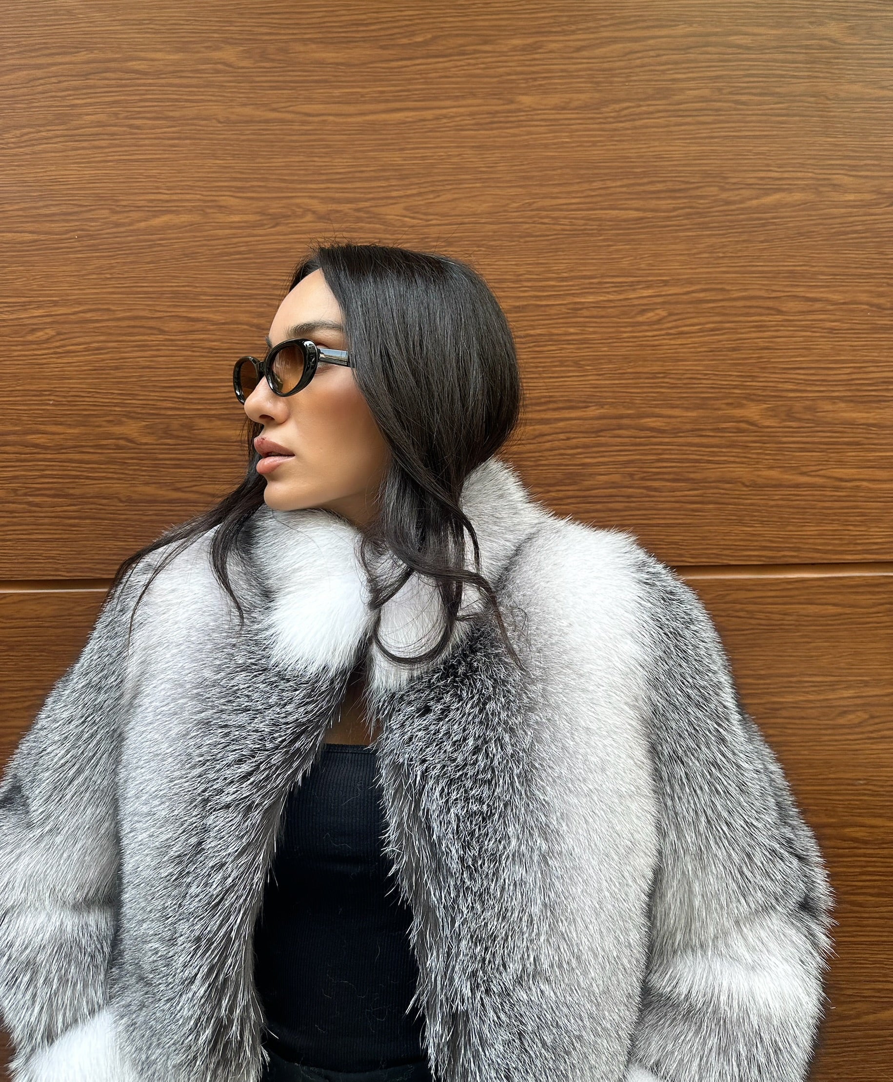 Premium Quality Frost  White Fox Fur Jacket