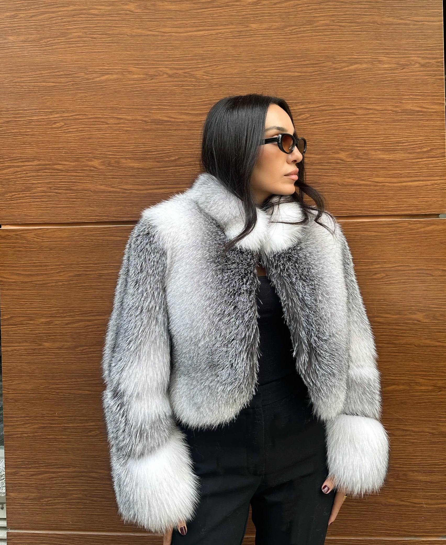 Premium Quality Frost  White Fox Fur Jacket