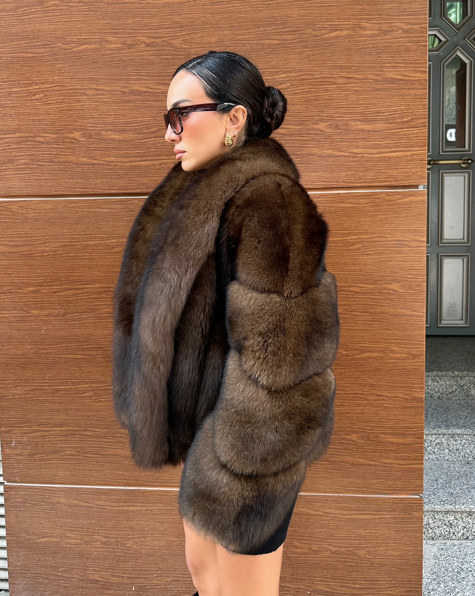 Brown Color  Premium Quality Fox Fur Jacket