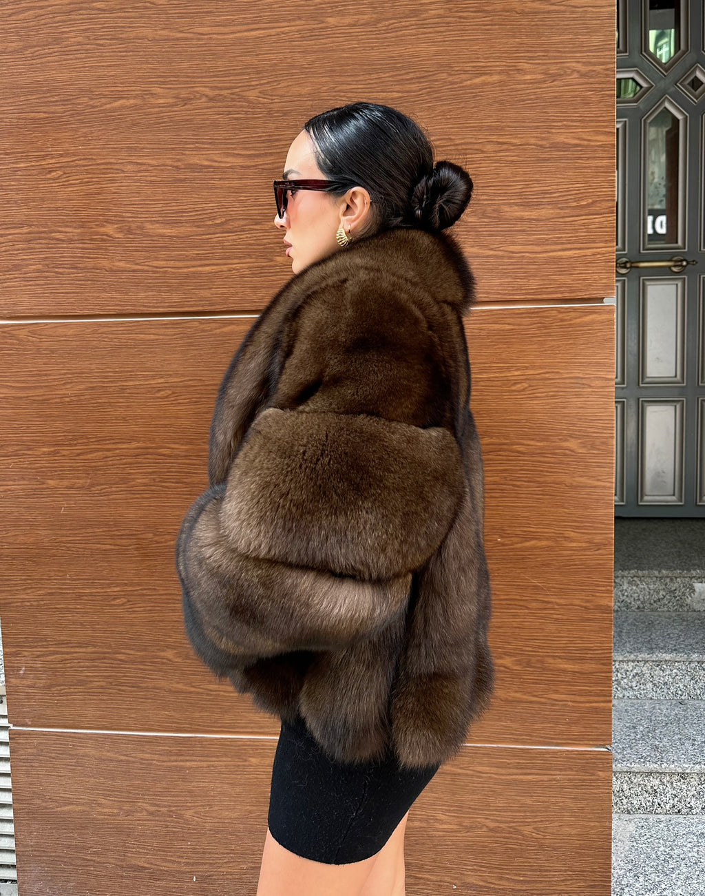 Brown Color  Premium Quality Fox Fur Jacket