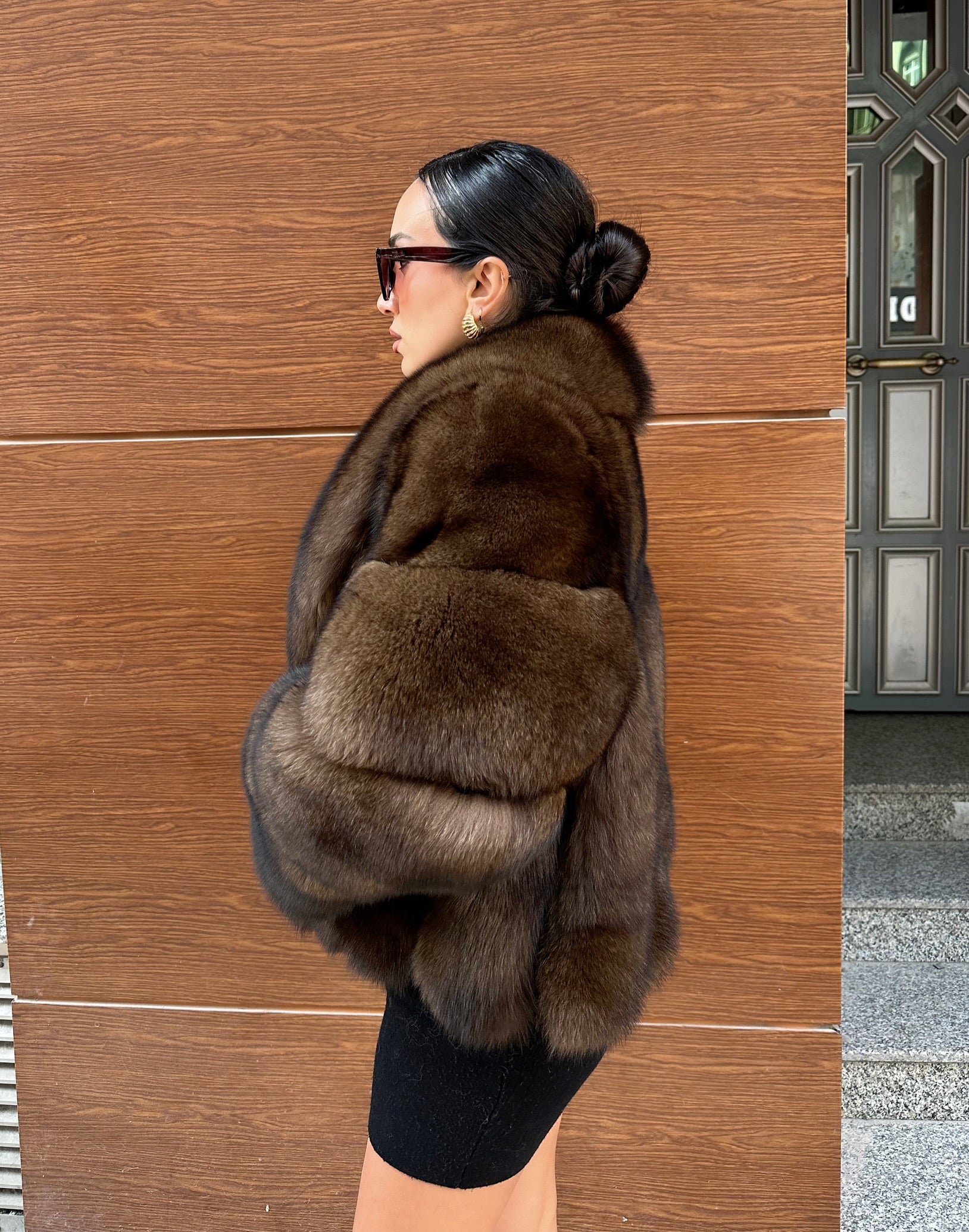 Brown Color  Premium Quality Fox Fur Jacket