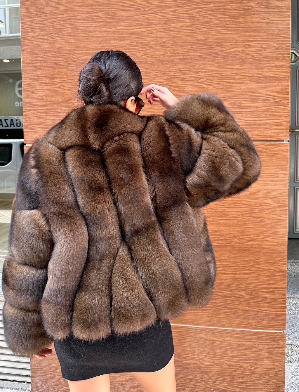 Brown Color  Premium Quality Fox Fur Jacket