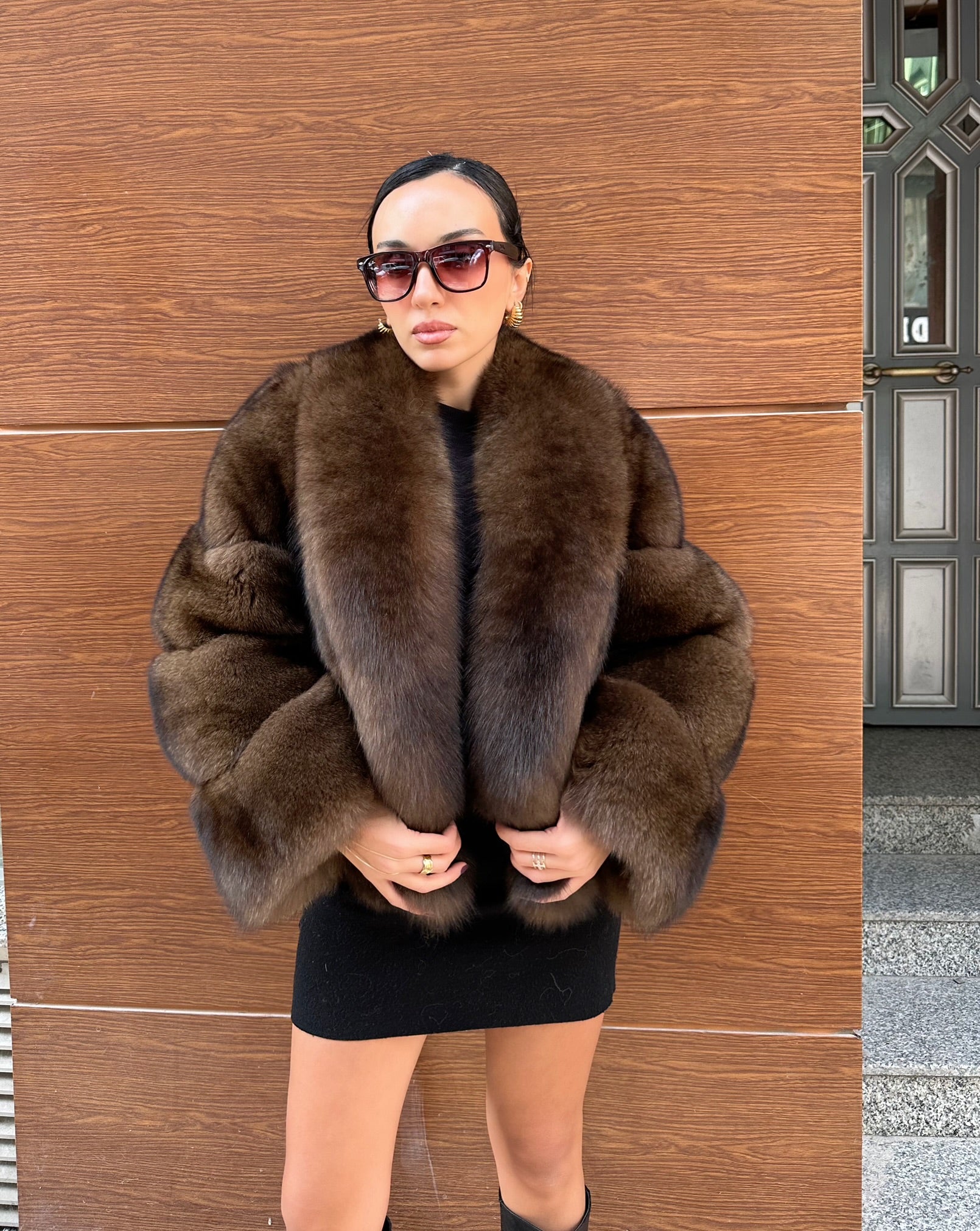 Brown Color  Premium Quality Fox Fur Jacket