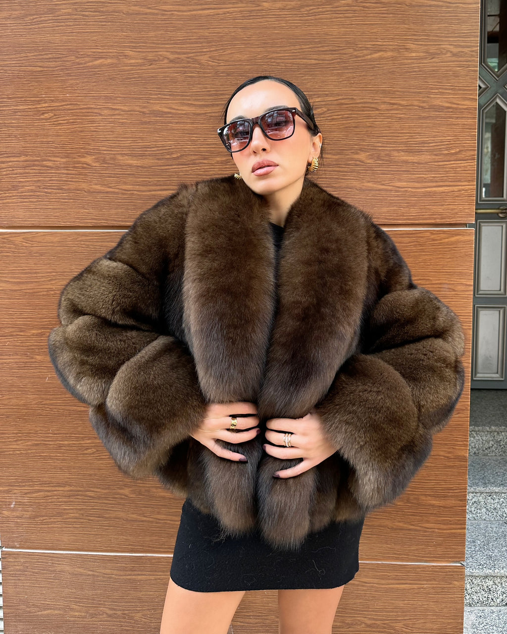 Brown Color  Premium Quality Fox Fur Jacket