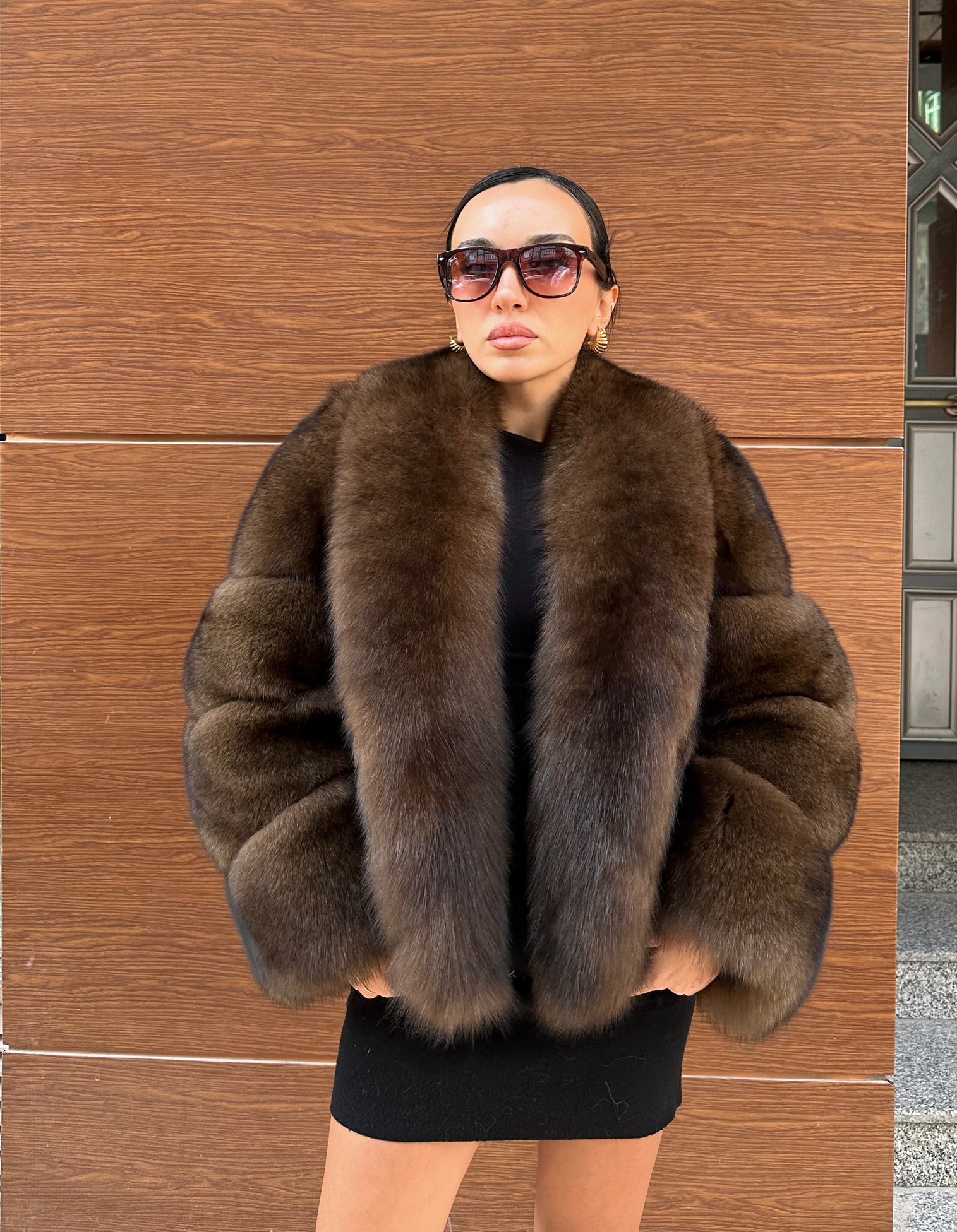 Brown Color  Premium Quality Fox Fur Jacket