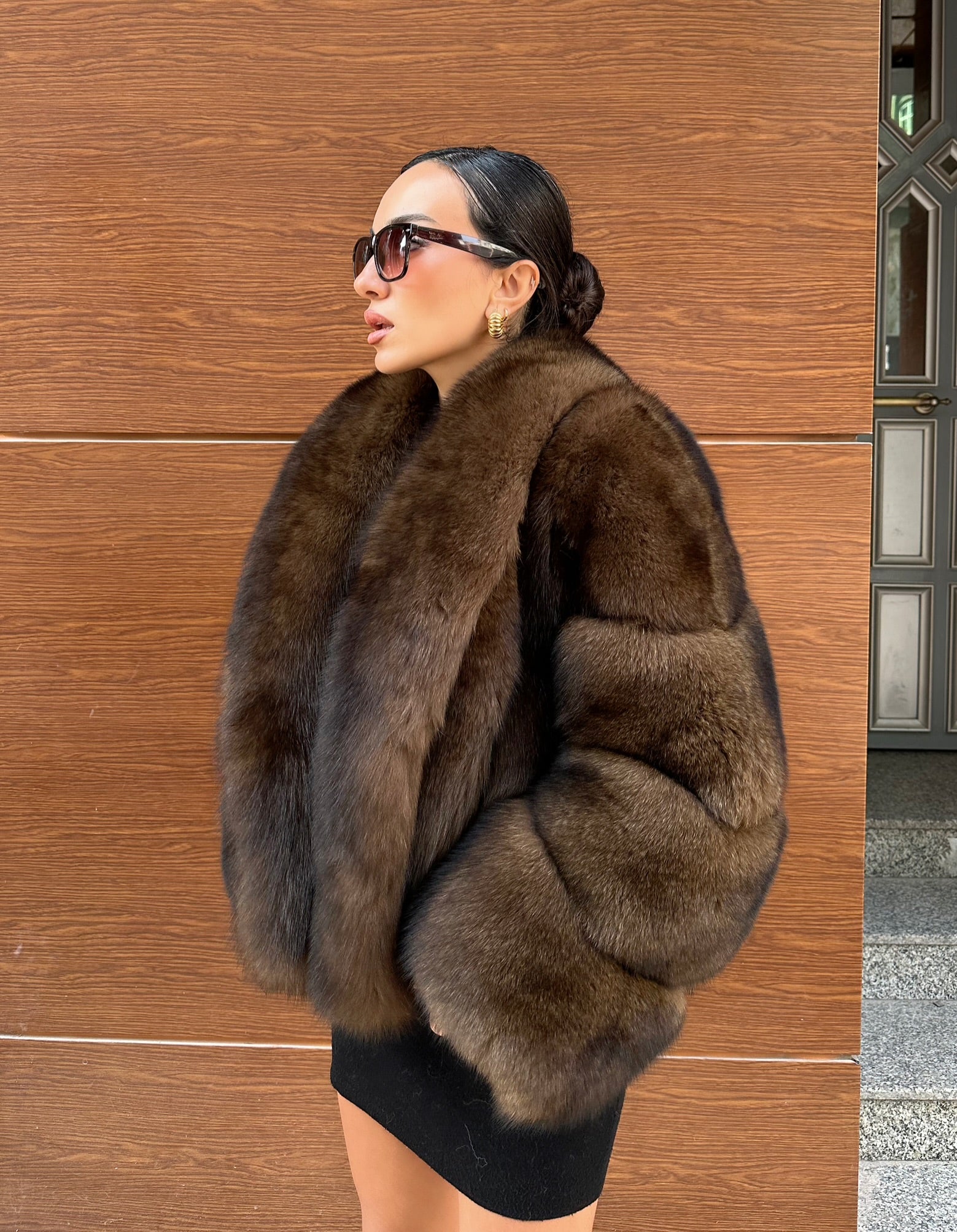 Brown Color  Premium Quality Fox Fur Jacket