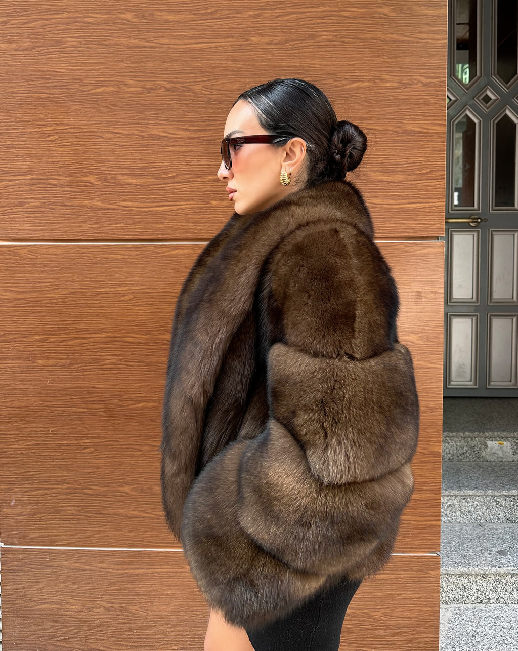 Brown Color  Premium Quality Fox Fur Jacket