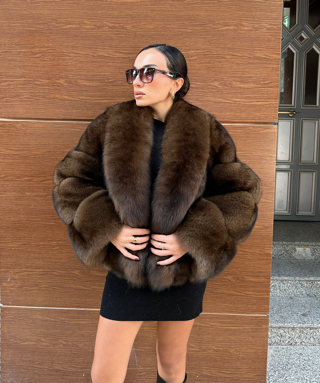 Brown Color  Premium Quality Fox Fur Jacket