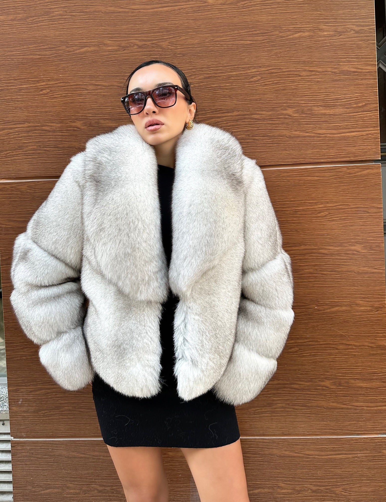 Premium Quality Natural Silver Fox Fur Jacket