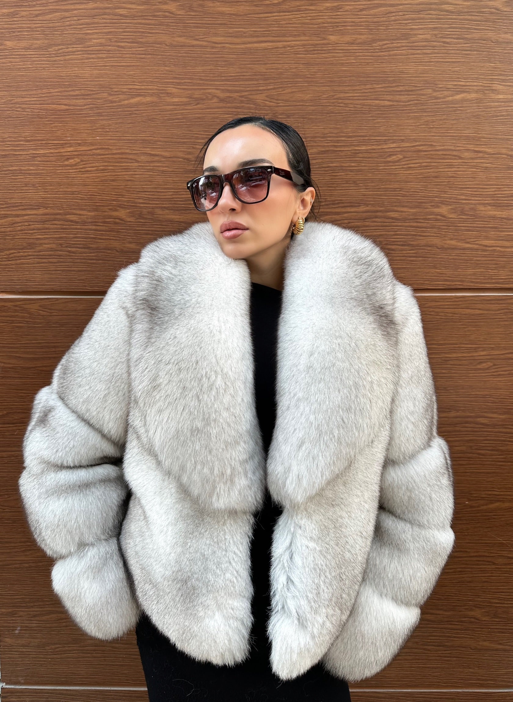 Premium Quality Natural Silver Fox Fur Jacket