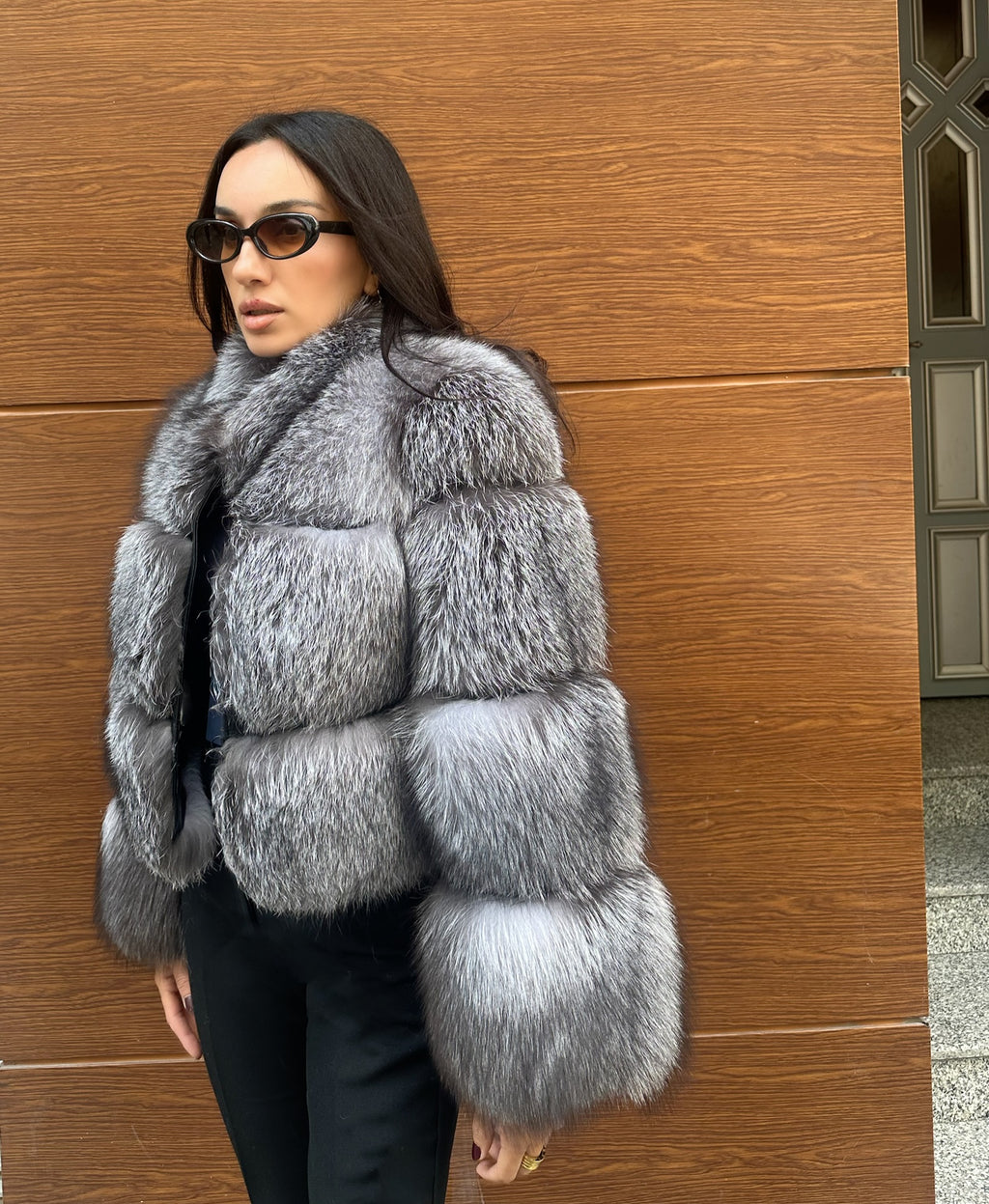 Premium Quality Gray Frost Fox Fur Jacket