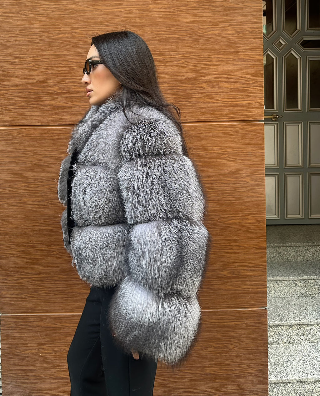 Premium Quality Gray Frost Fox Fur Jacket