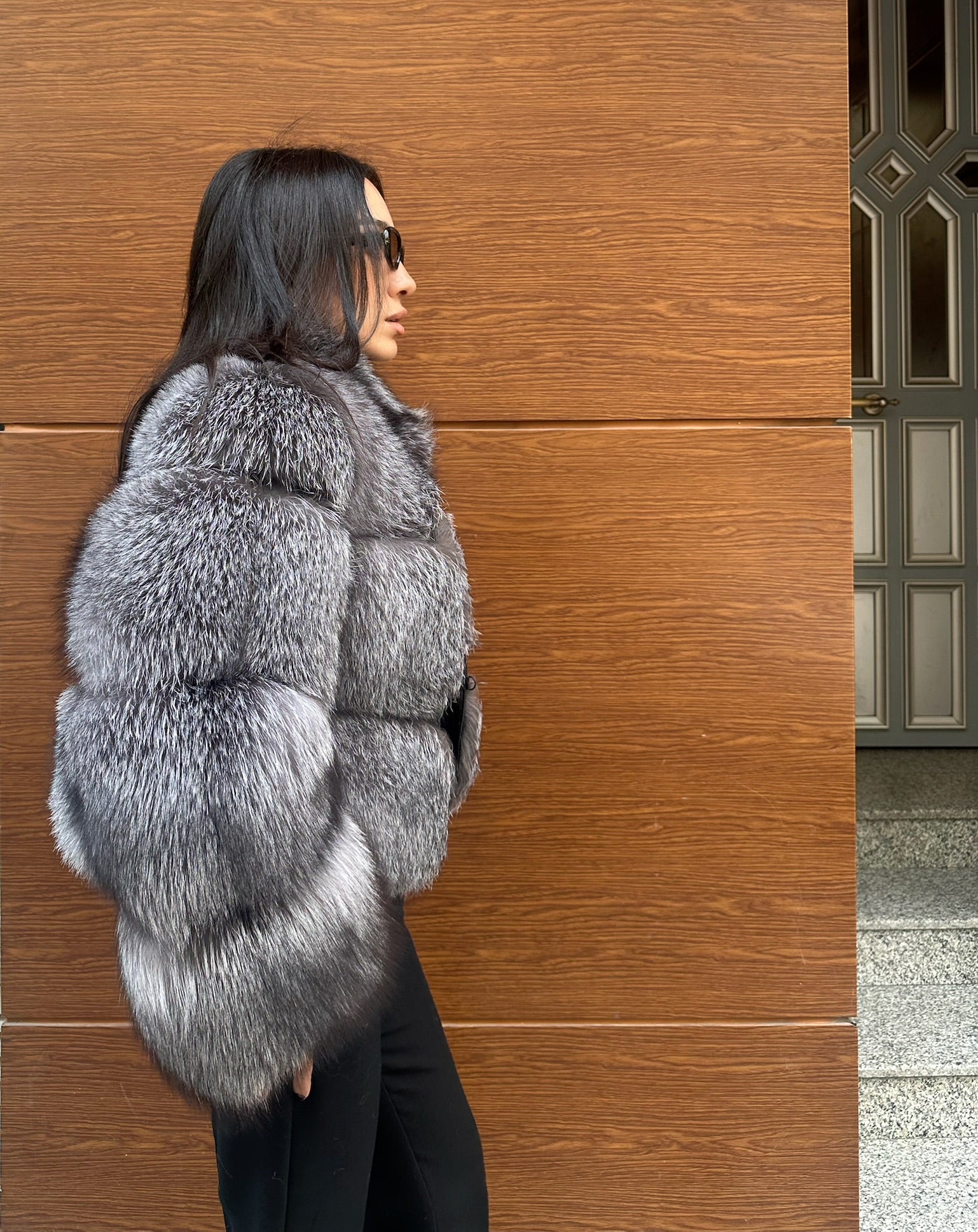 Premium Quality Gray Frost Fox Fur Jacket