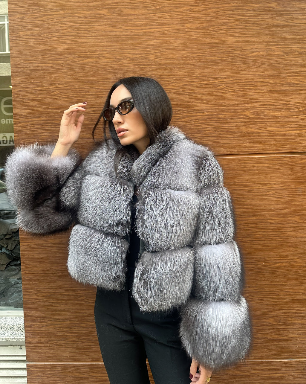 Premium Quality Gray Frost Fox Fur Jacket