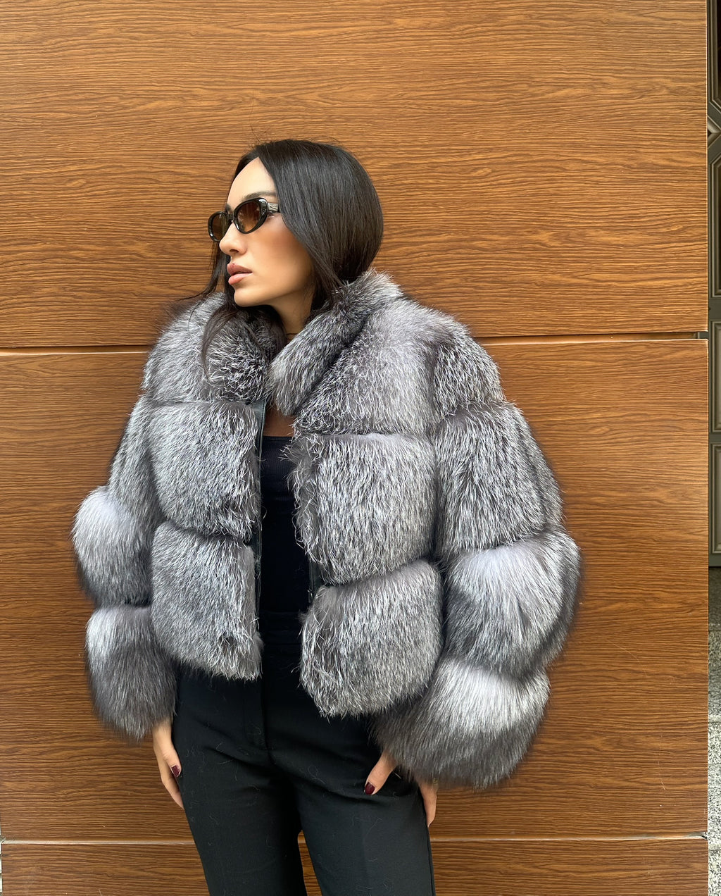 Premium Quality Gray Frost Fox Fur Jacket