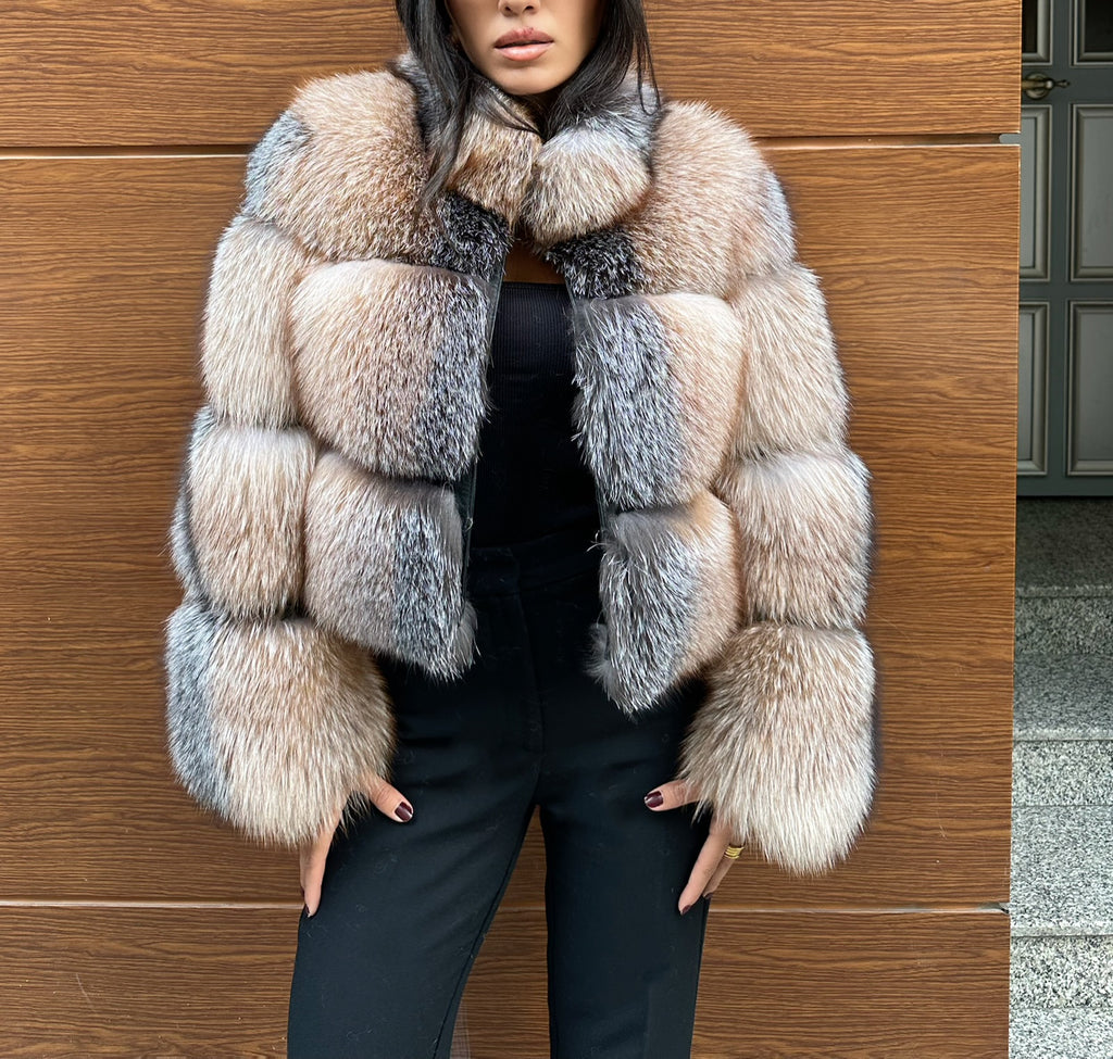 Premium Quality Frost Natural Fox Fur Jacket