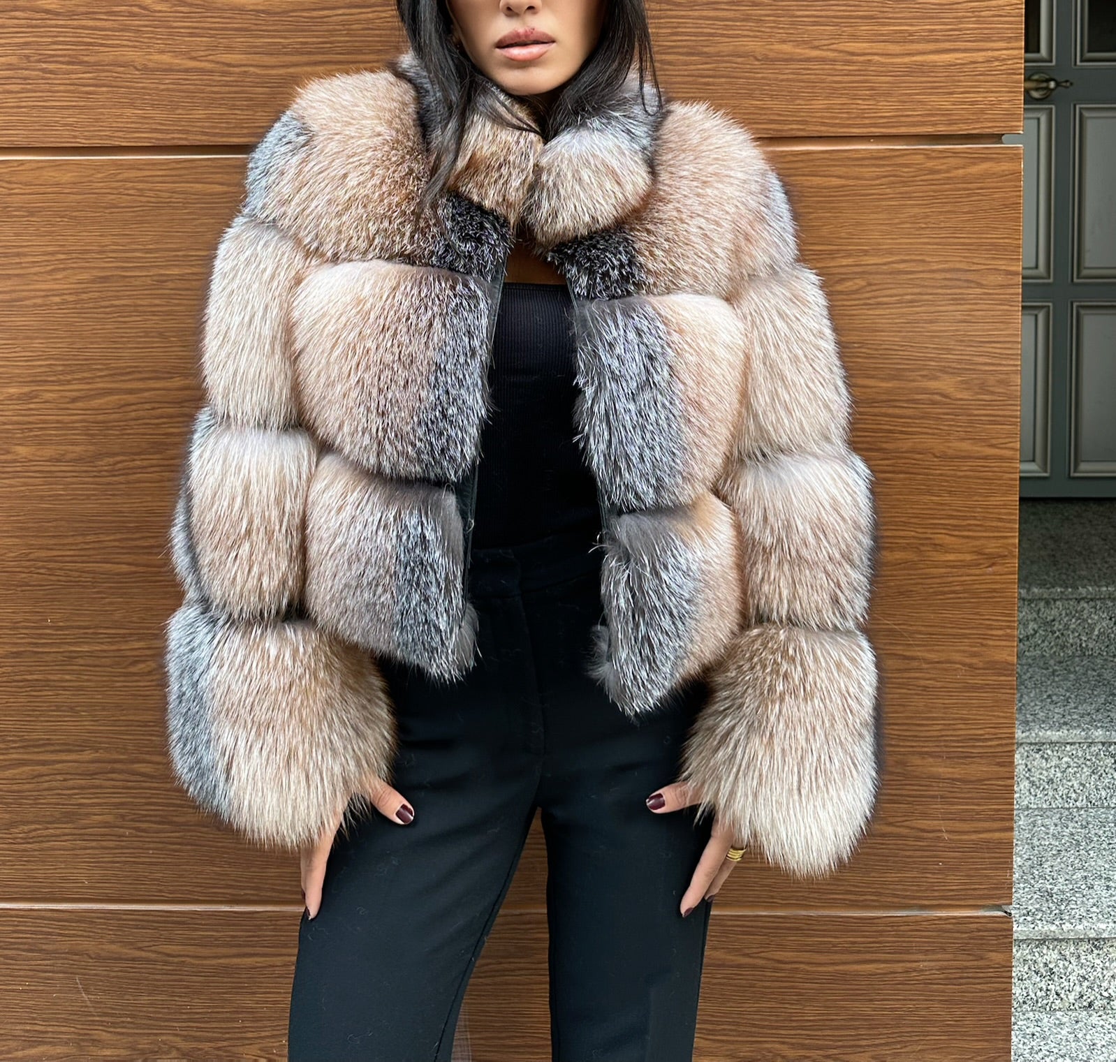 Premium Quality Frost Natural Fox Fur Jacket