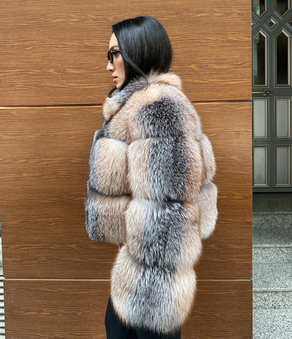 Premium Quality Frost Natural Fox Fur Jacket