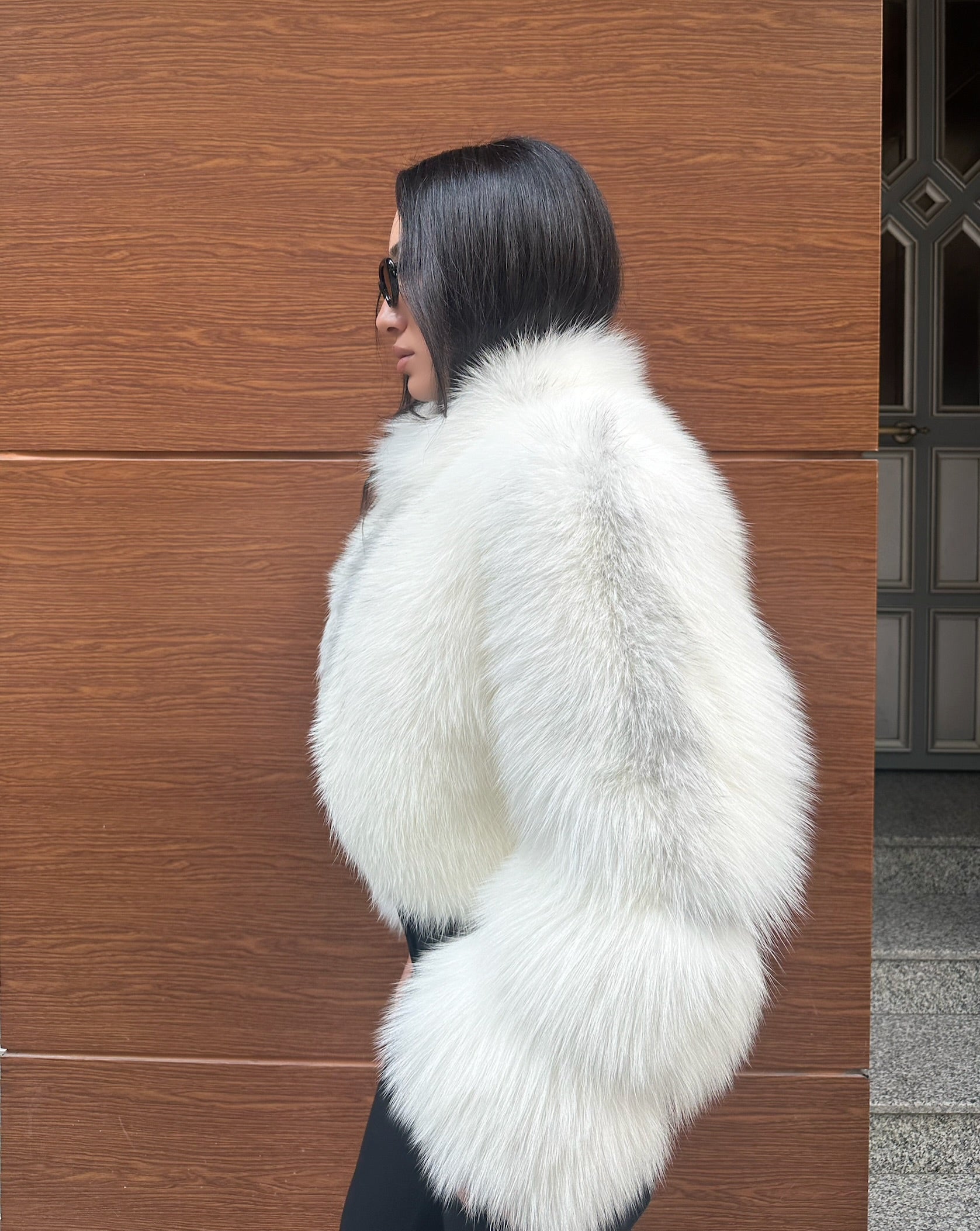 Premium Quality Frost Natural White Fox Fur Jacket