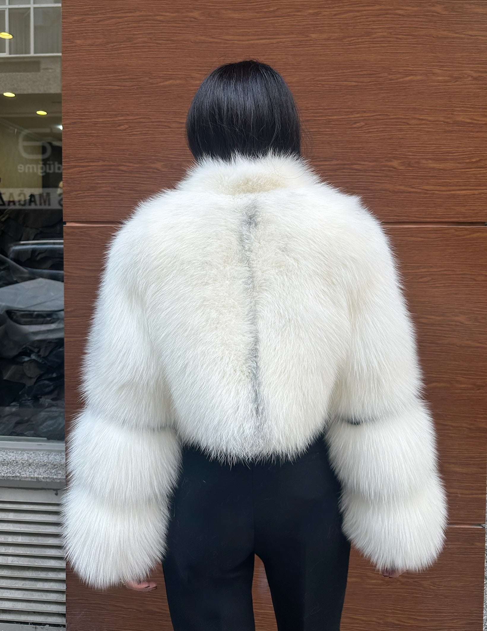 Premium Quality Frost Natural White Fox Fur Jacket