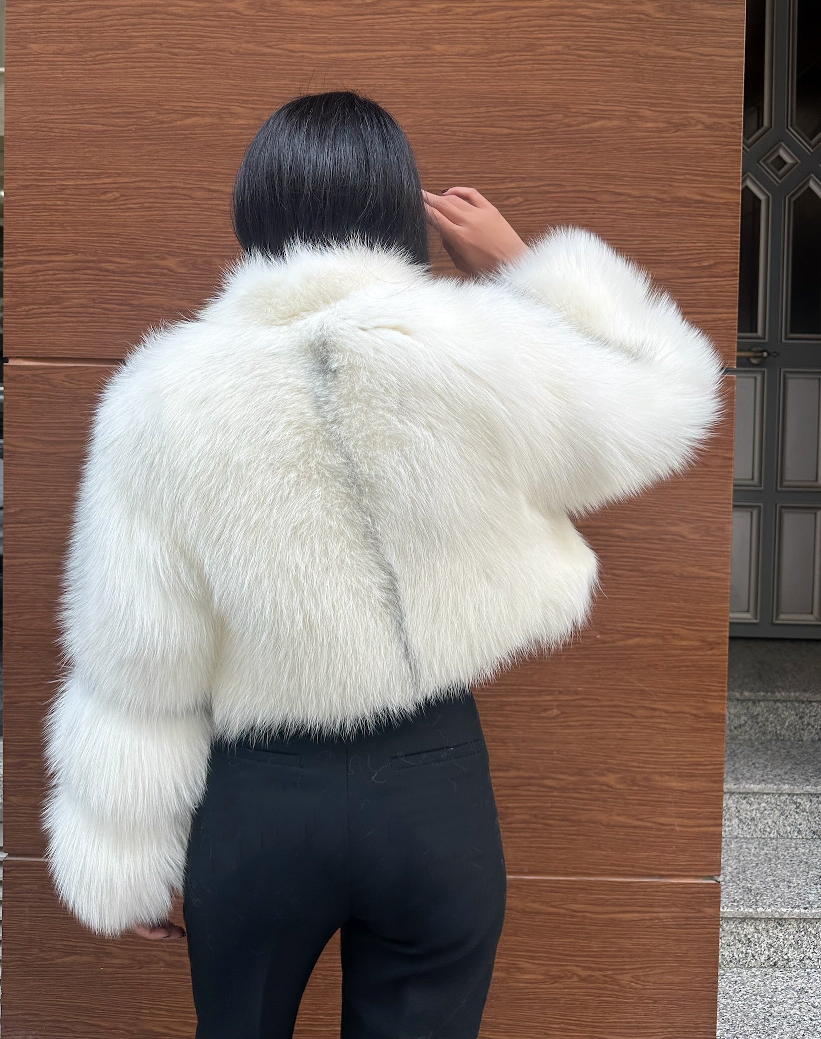 Premium Quality Frost Natural White Fox Fur Jacket