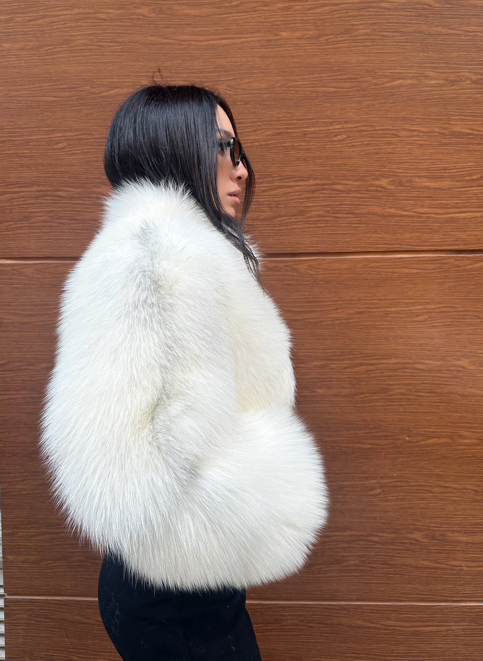 Premium Quality Frost Natural White Fox Fur Jacket