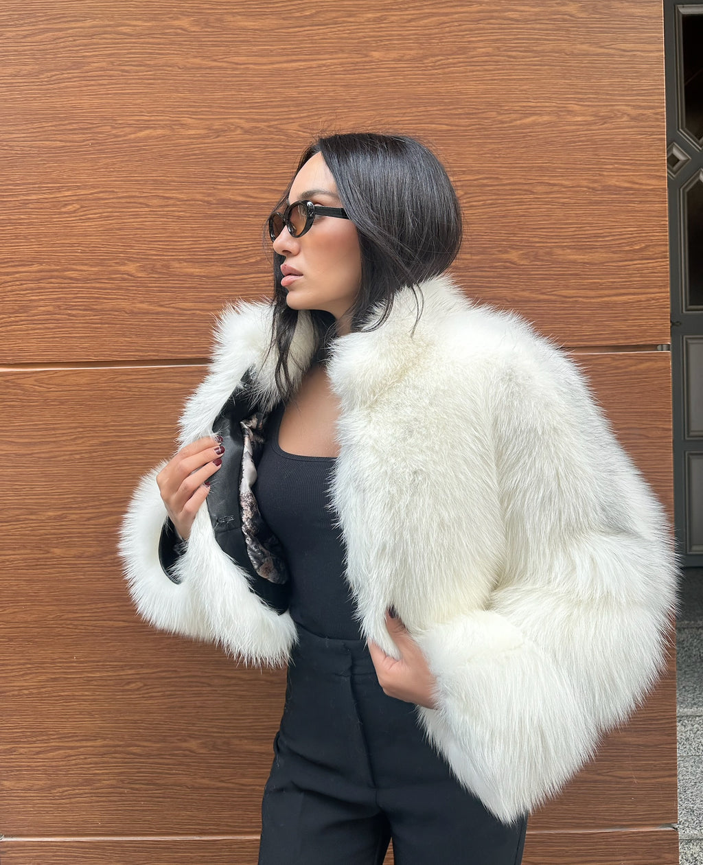 Premium Quality Frost Natural White Fox Fur Jacket